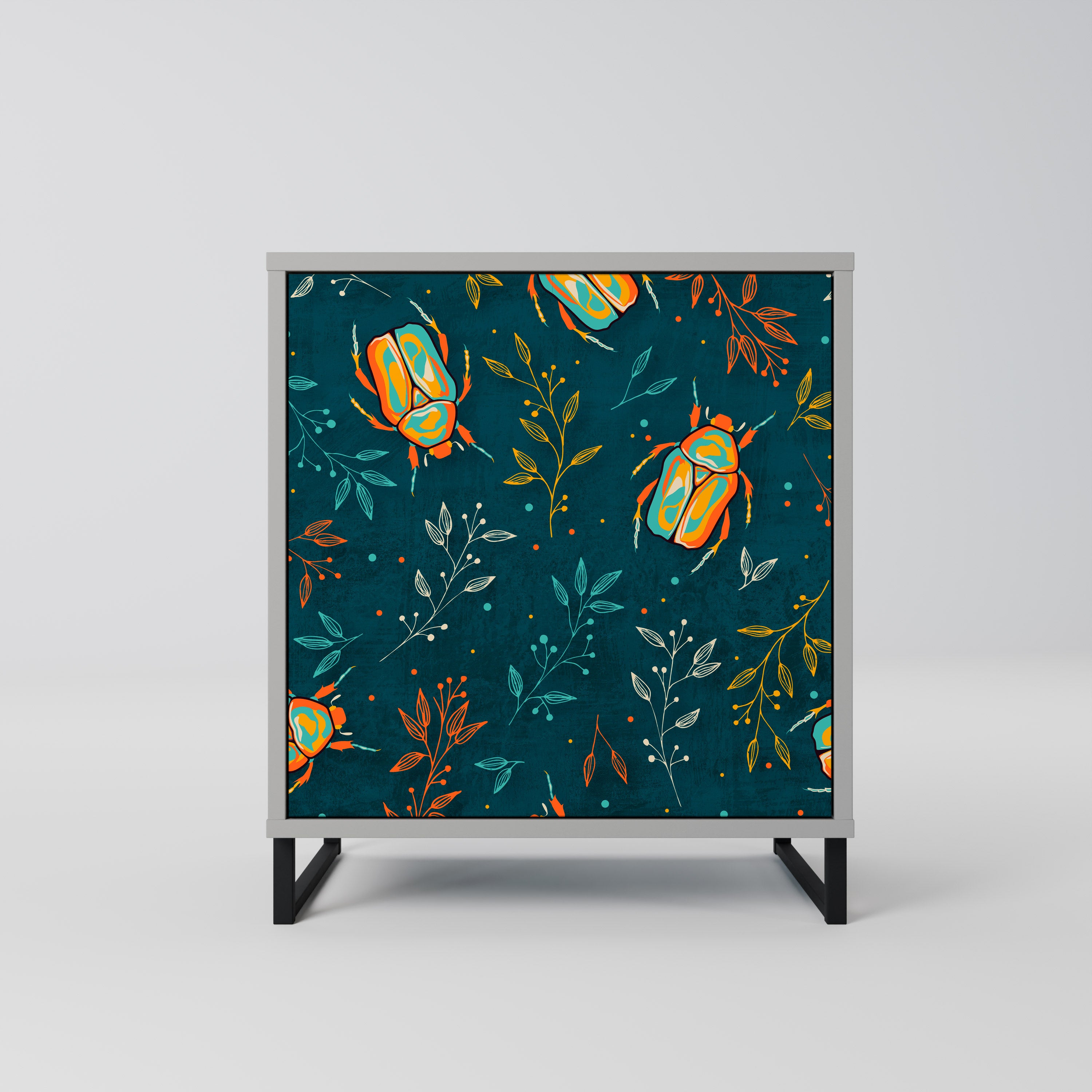 AUTUMN INSECTS 1-Door Sideboard in Grey Finish