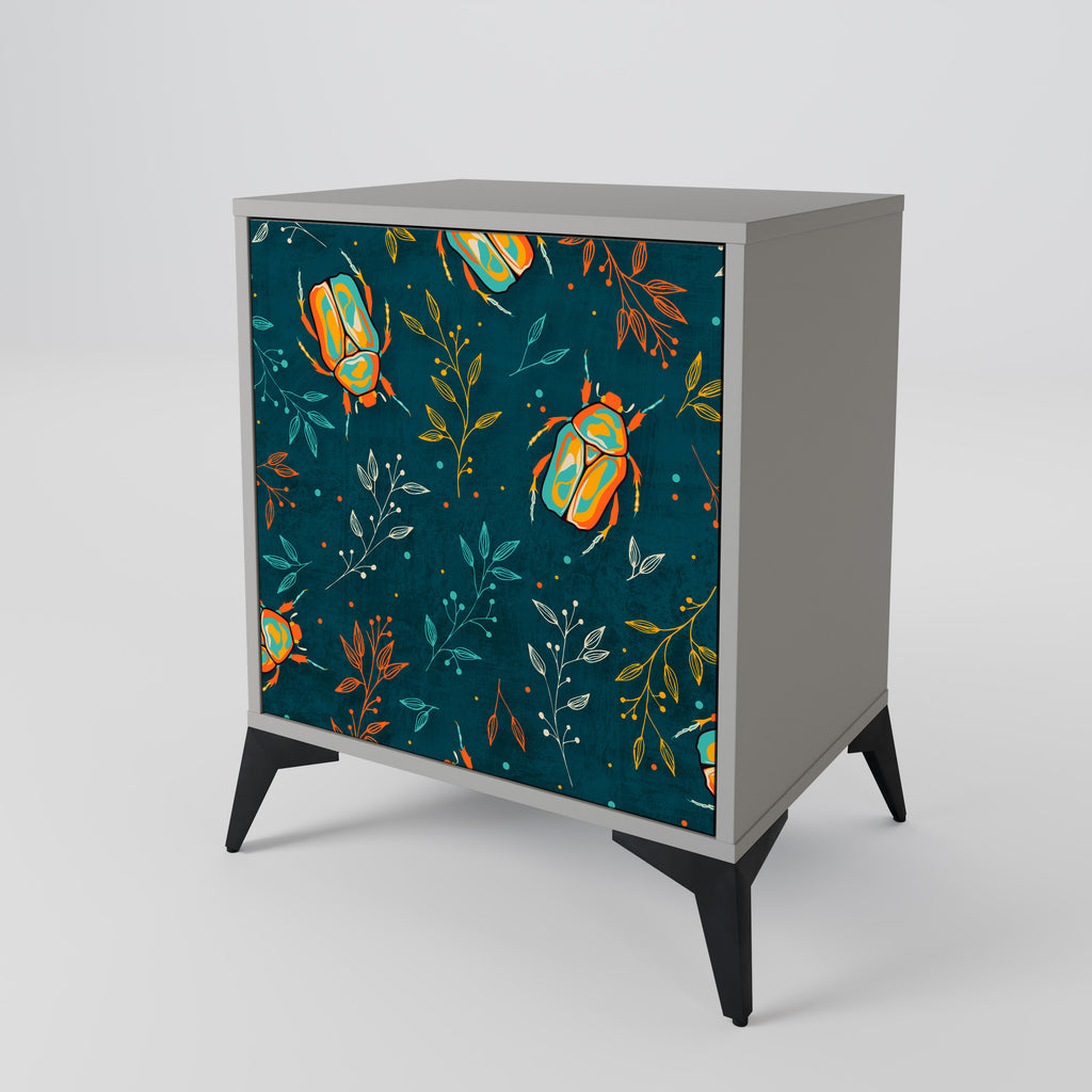AUTUMN INSECTS 1-Door Sideboard in Grey Finish