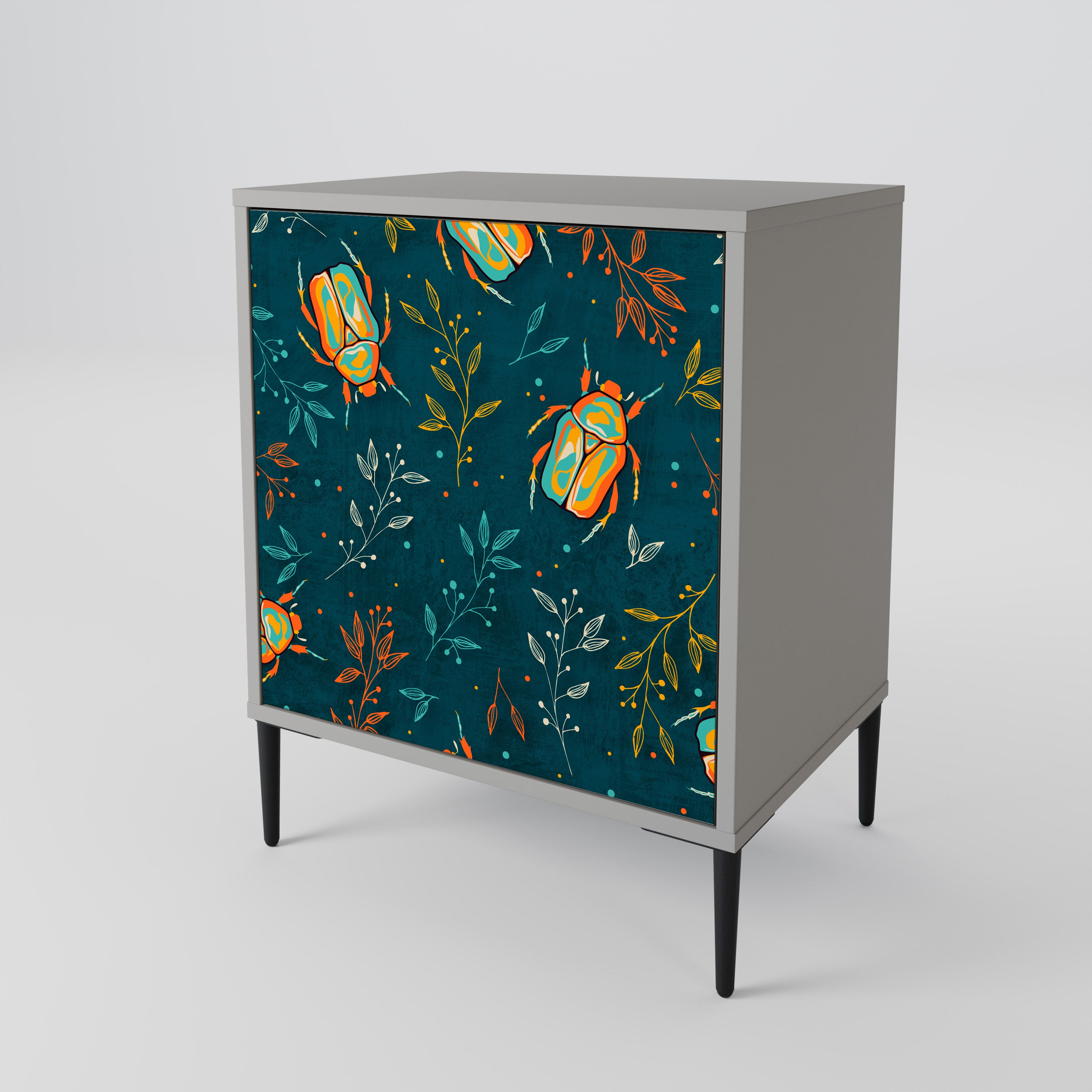 AUTUMN INSECTS 1-Door Sideboard in Grey Finish