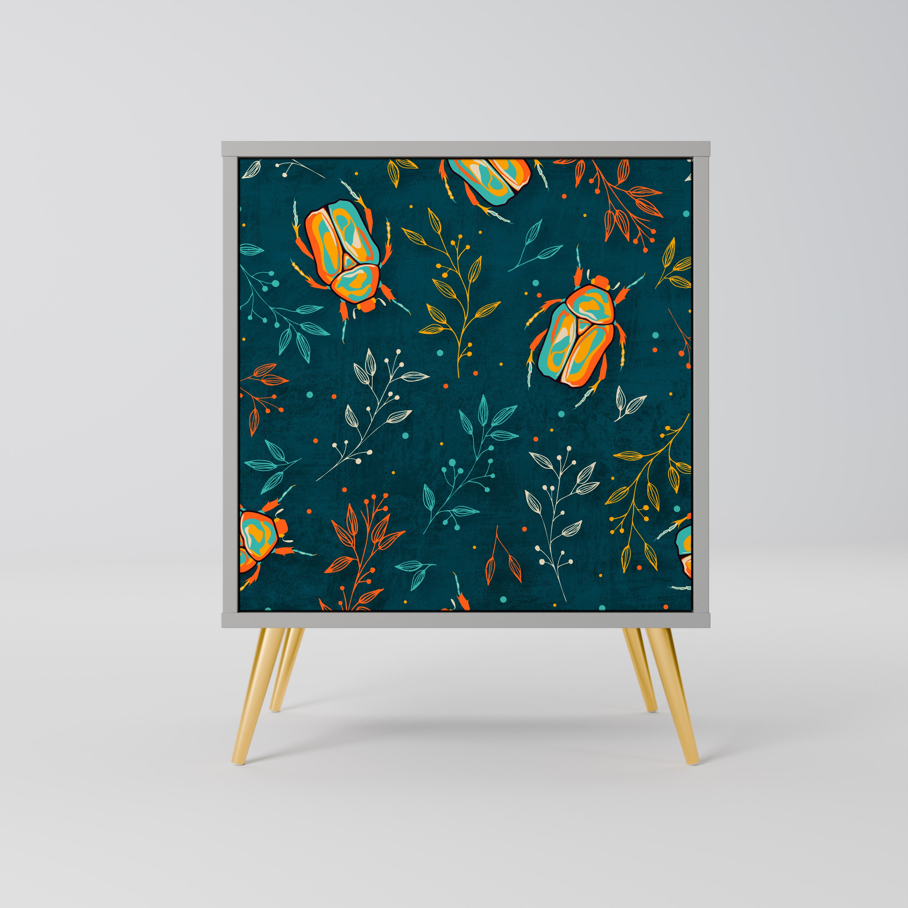 AUTUMN INSECTS 1-Door Sideboard in Grey Finish