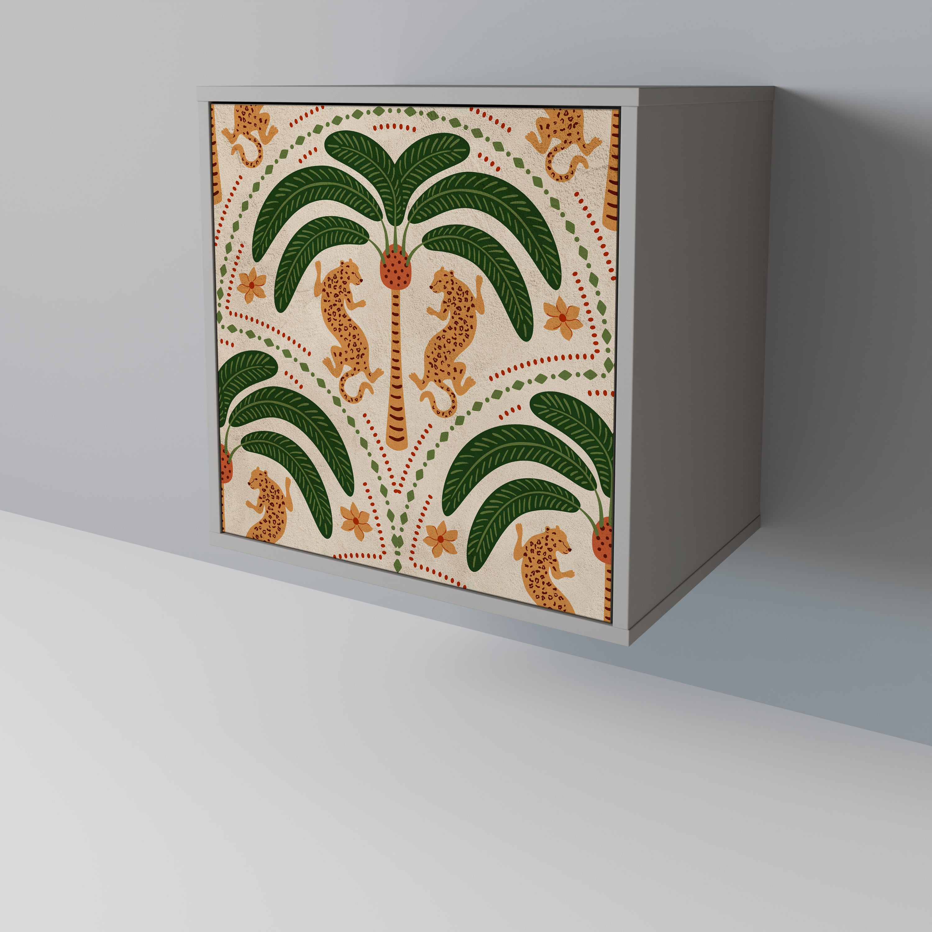 Aparador de 1 puerta DANCING PREDATORS en acabado gris