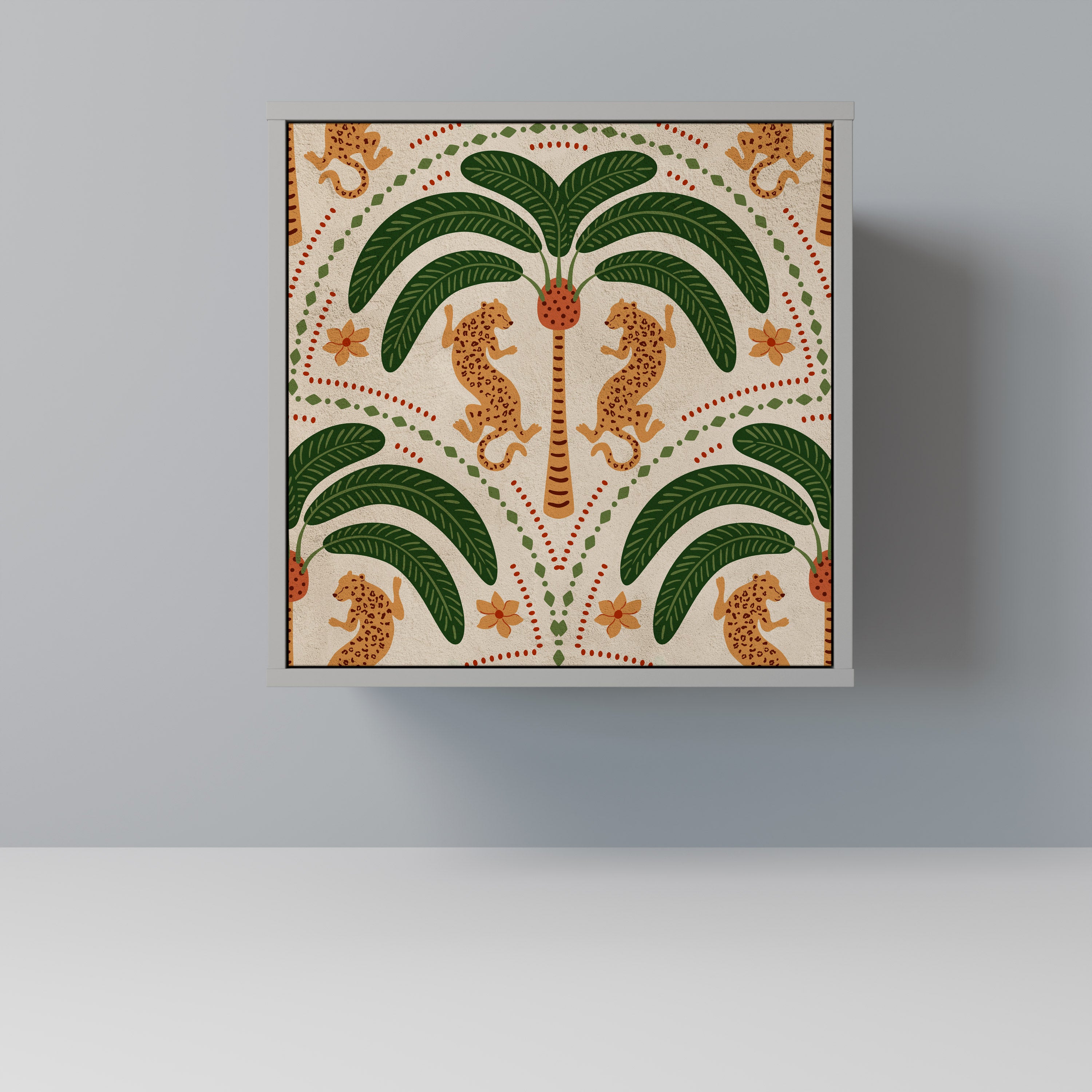 Aparador de 1 puerta DANCING PREDATORS en acabado gris