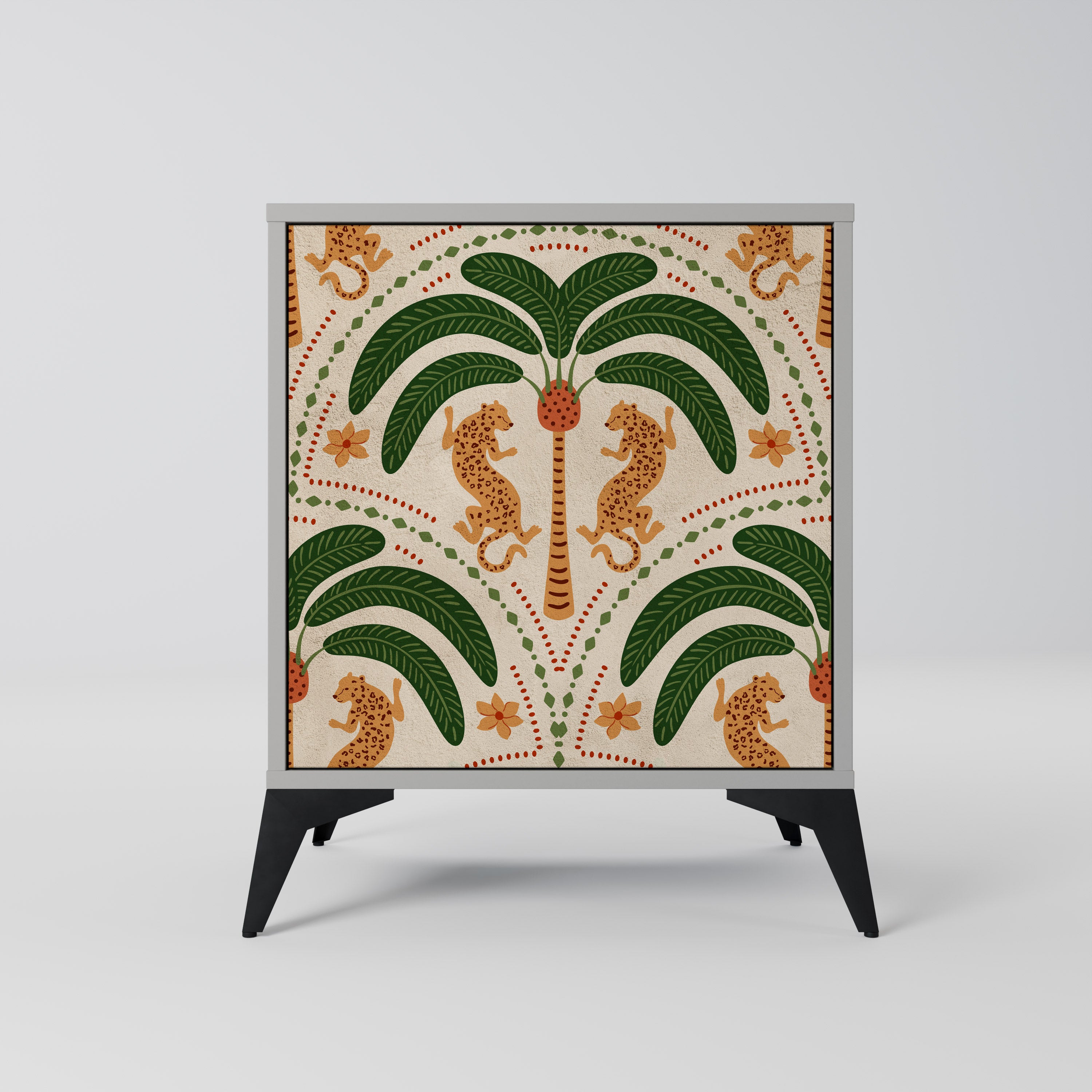 Aparador de 1 puerta DANCING PREDATORS en acabado gris