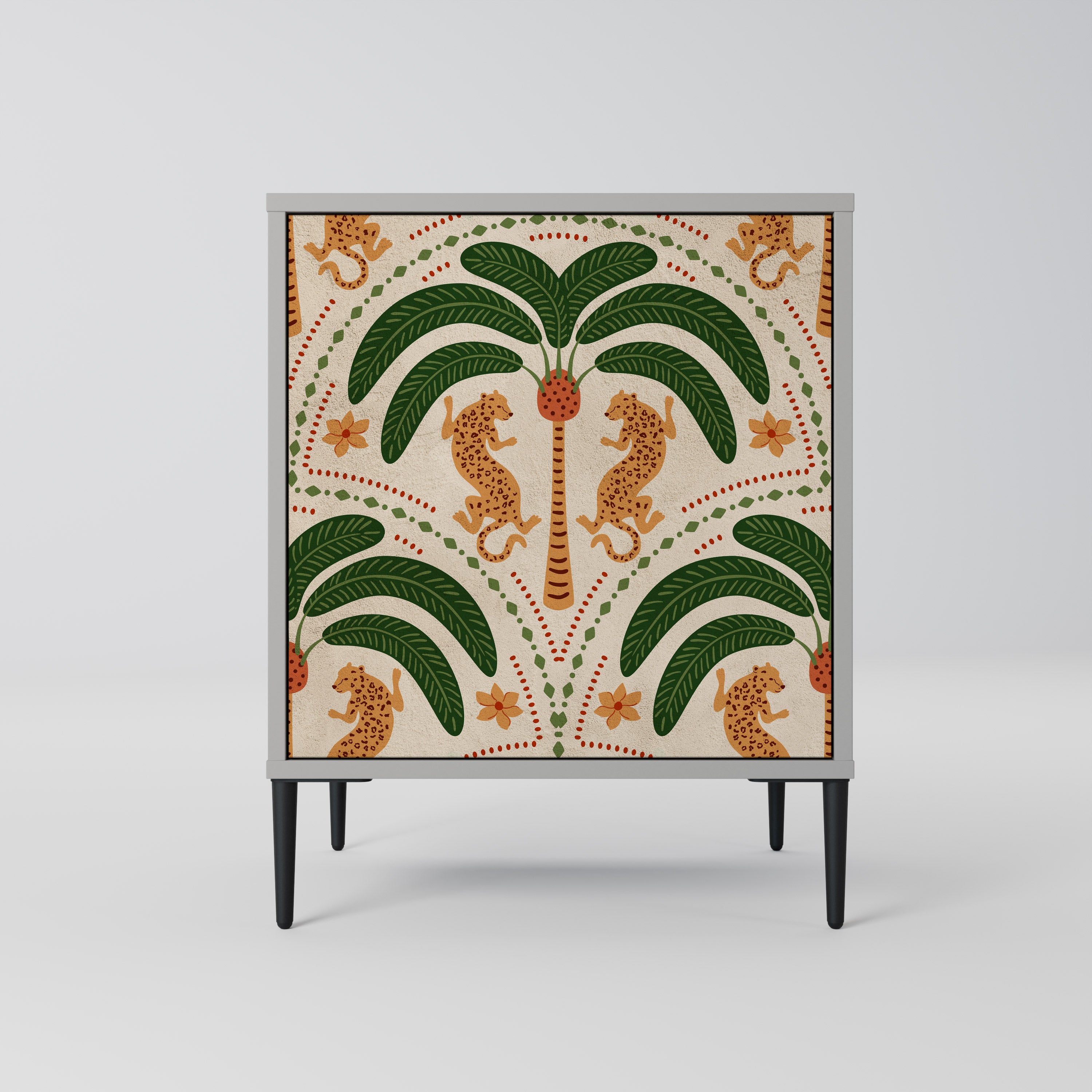 Aparador de 1 puerta DANCING PREDATORS en acabado gris