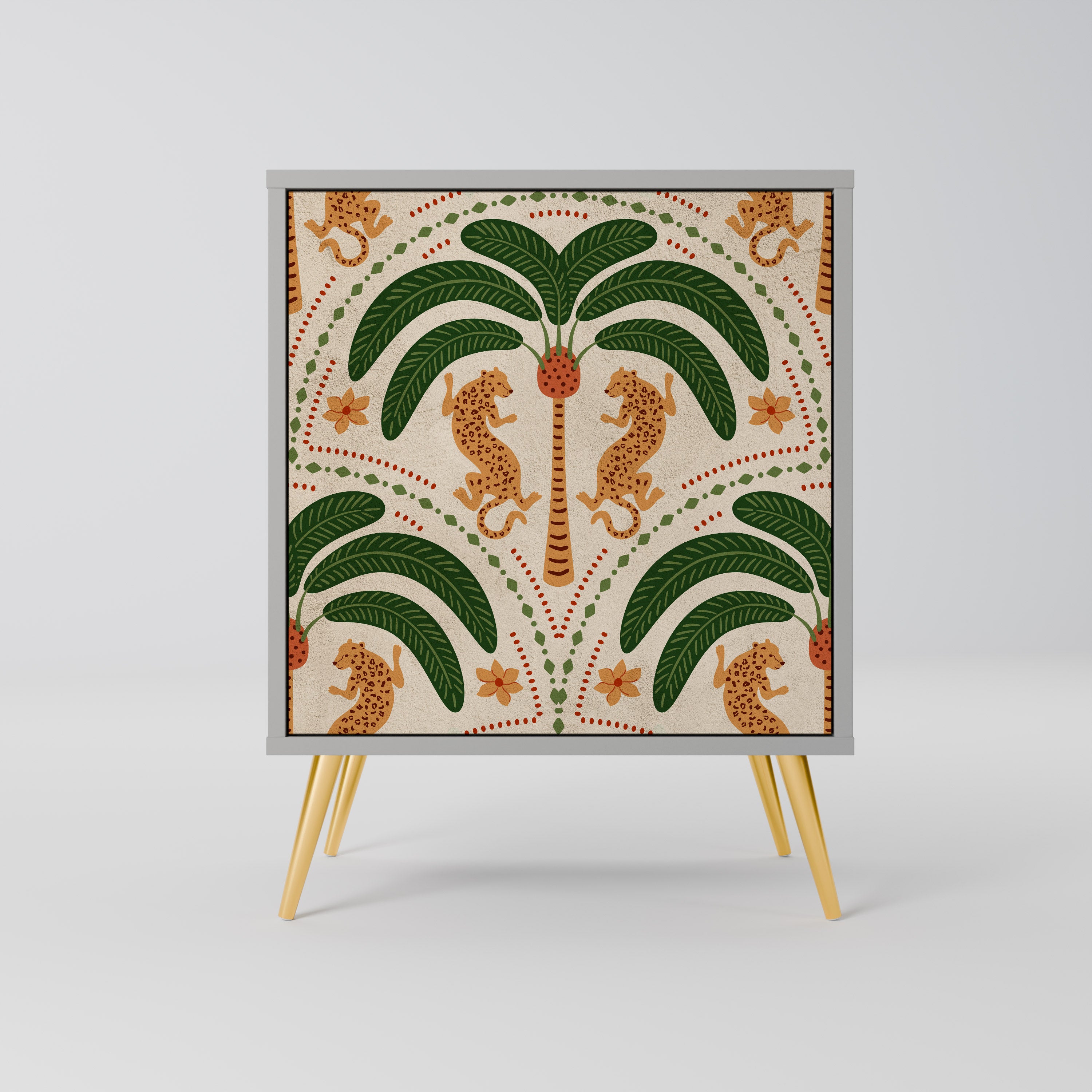 Aparador de 1 puerta DANCING PREDATORS en acabado gris