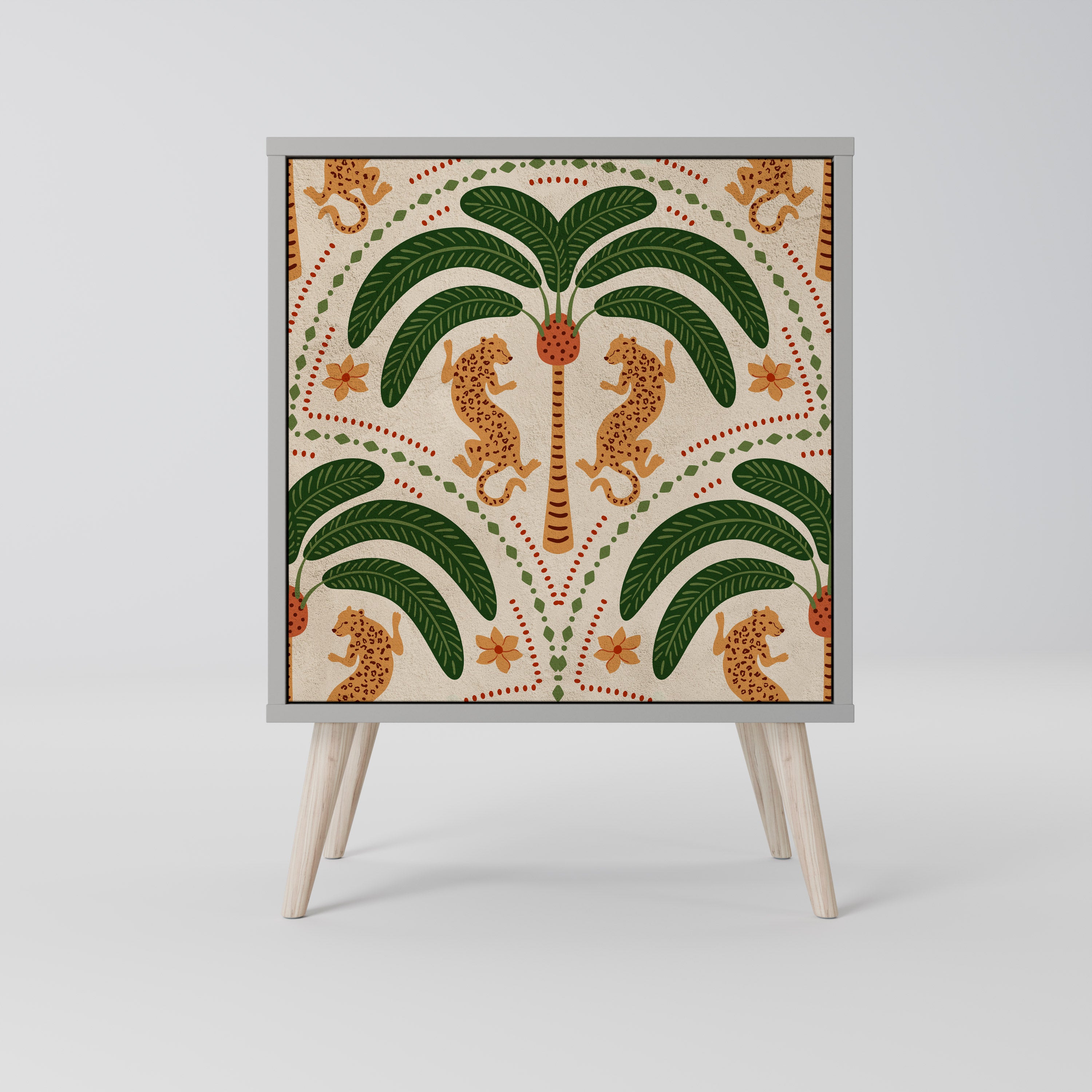 Aparador de 1 puerta DANCING PREDATORS en acabado gris