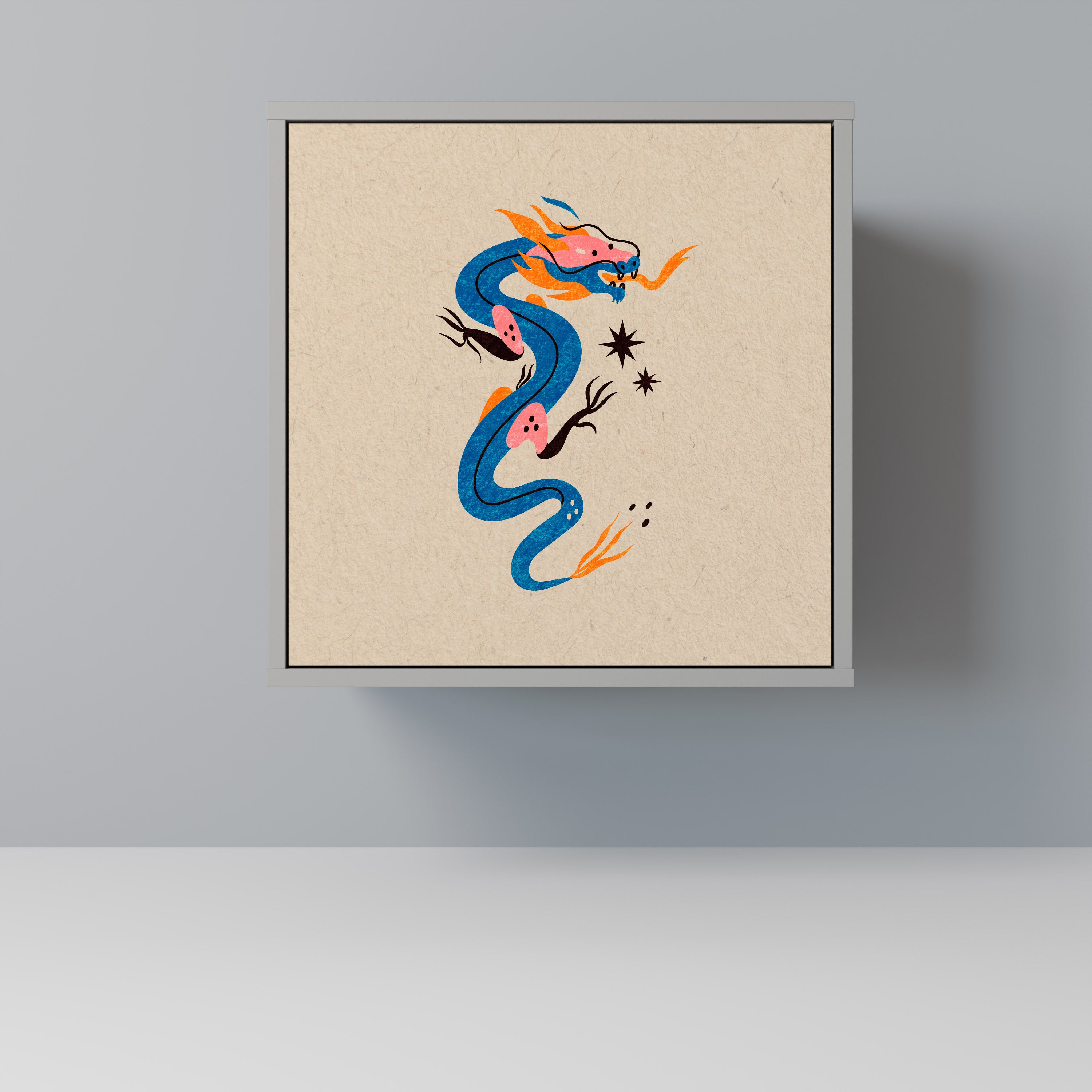 Aparador de 1 puerta CRIATURAS MITOLÓGICAS en acabado gris