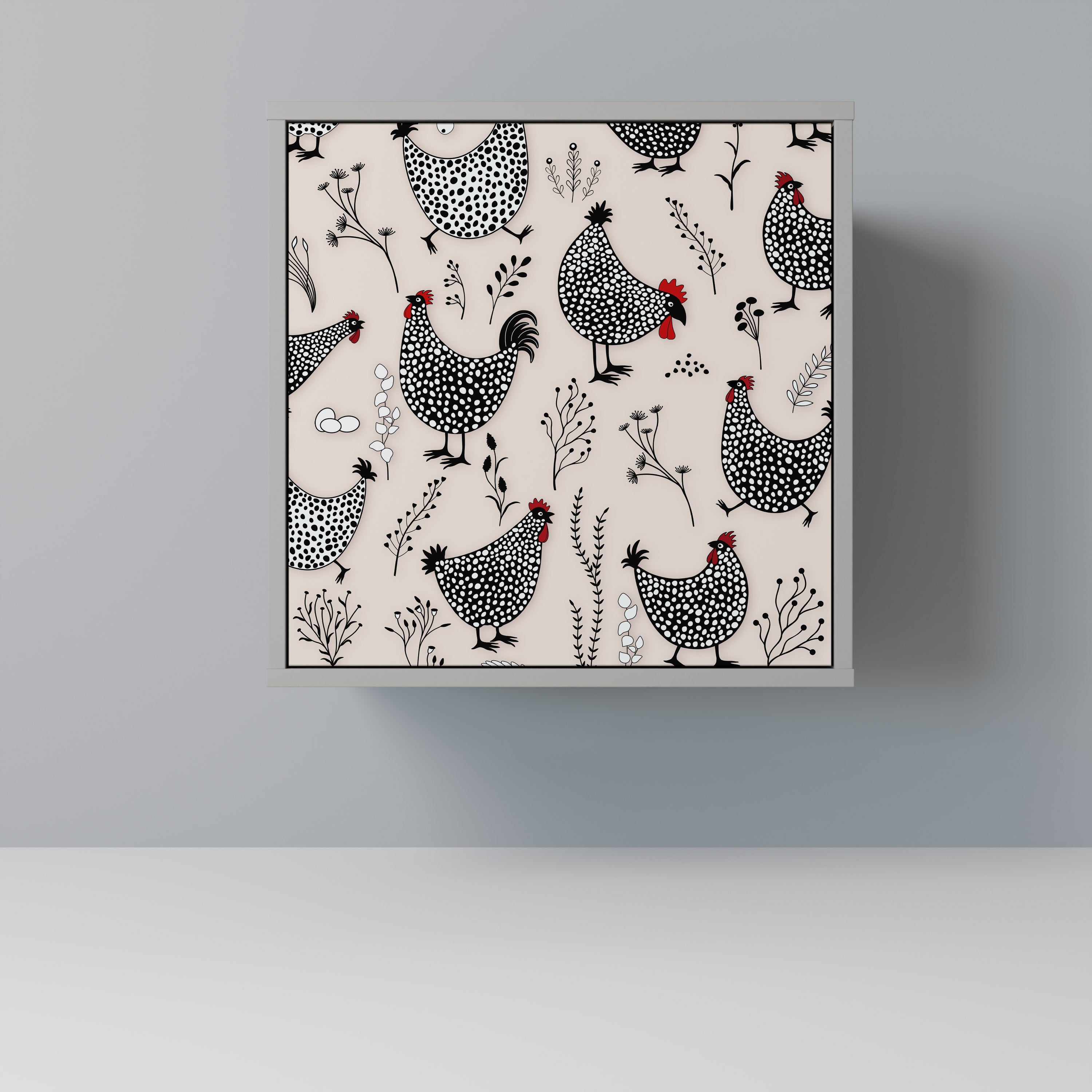 Aparador HAPPY HENS de 1 puerta en acabado gris