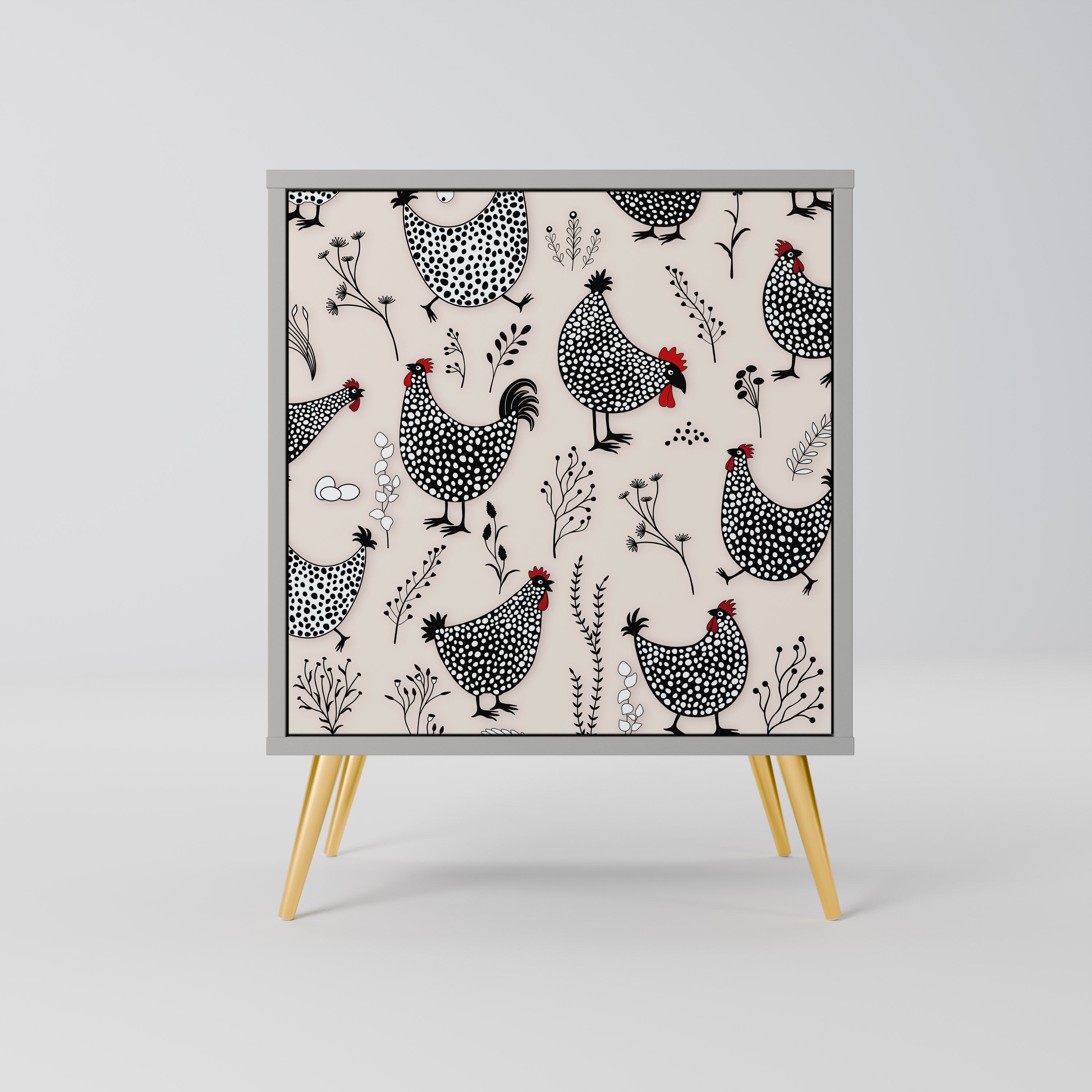 Aparador HAPPY HENS de 1 puerta en acabado gris