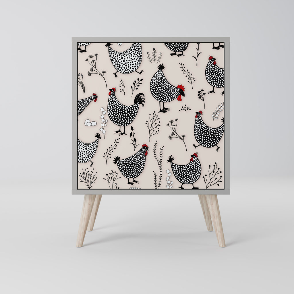 Aparador HAPPY HENS de 1 puerta en acabado gris