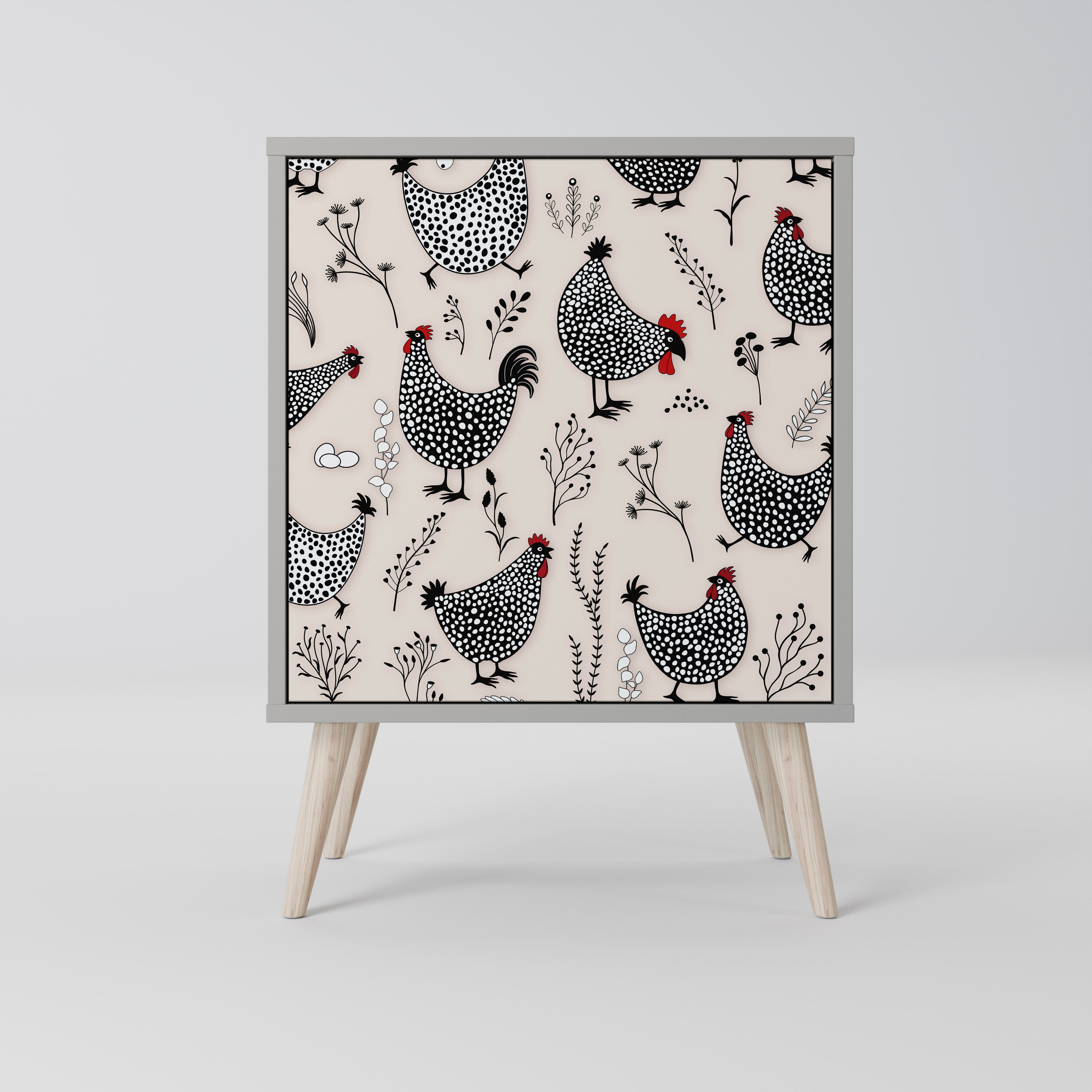 Aparador HAPPY HENS de 1 puerta en acabado gris