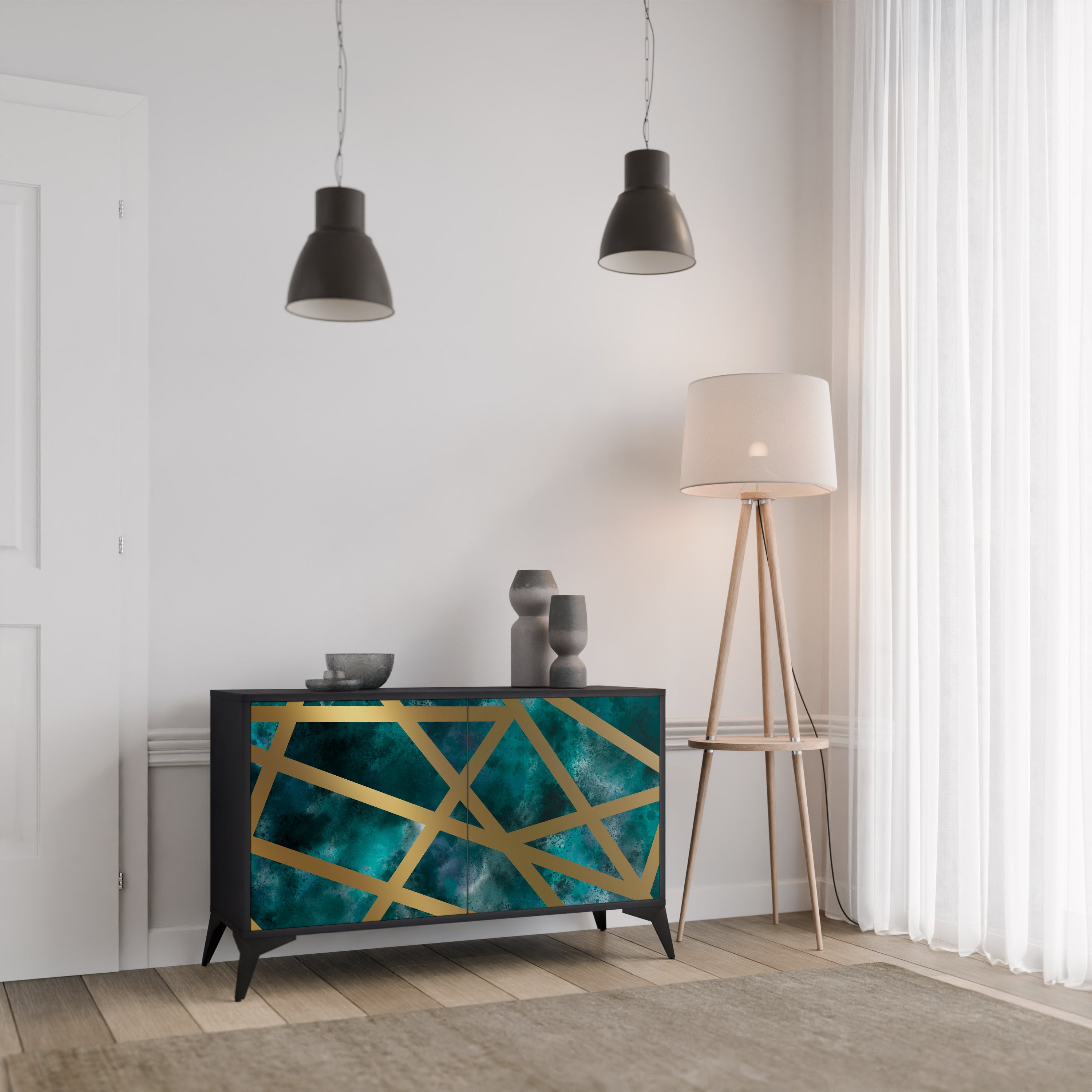 THE LABYRINTH OF GOLD 2-Door Sideboard in Black Finish