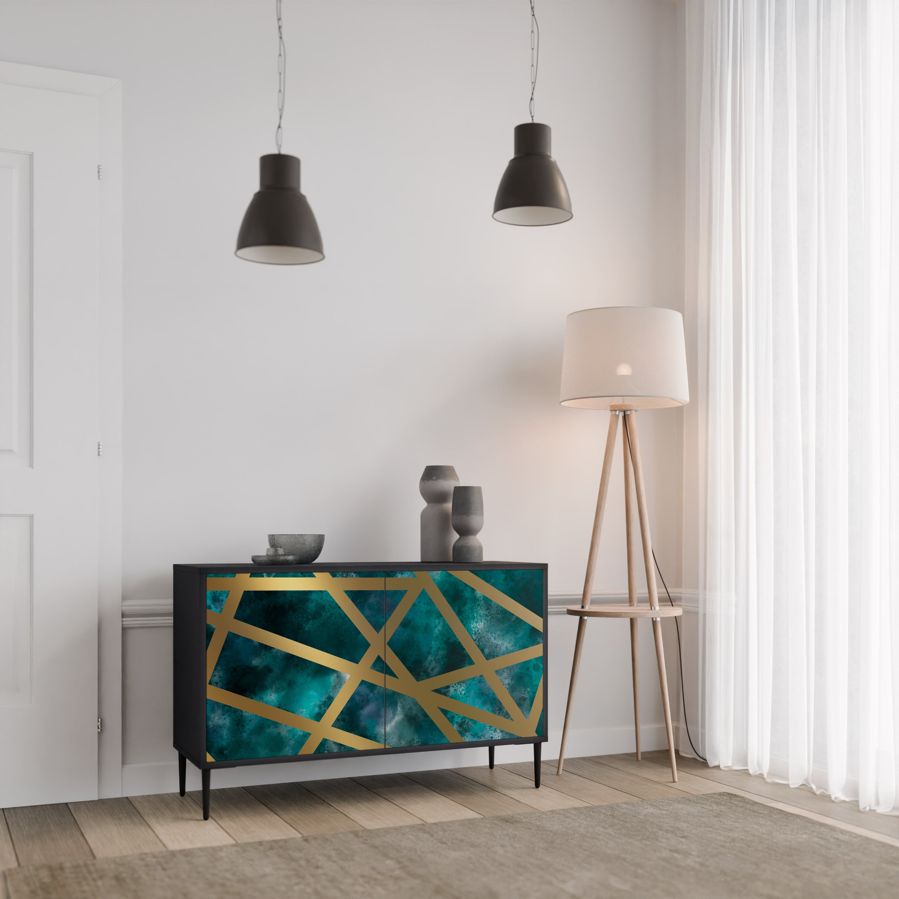 THE LABYRINTH OF GOLD 2-Door Sideboard in Black Finish