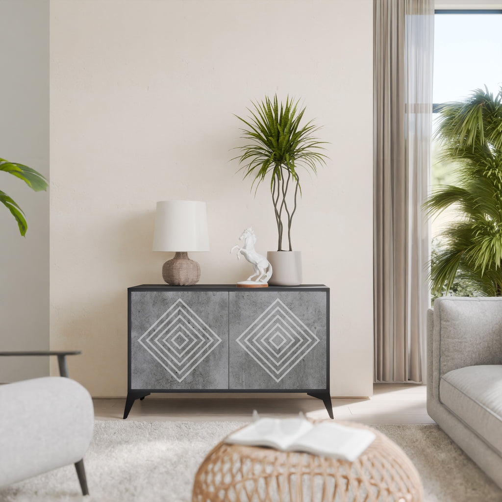 Aparador de 2 puertas POLYGONAL ARTISTRY con acabado negro