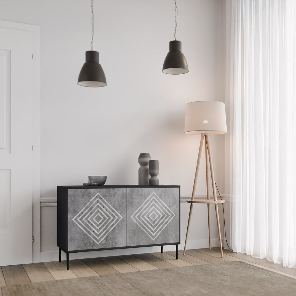 Aparador de 2 puertas POLYGONAL ARTISTRY con acabado negro