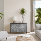 POLYGONAL ARTISTRY 2-Door Sideboard in Black Finish