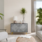 POLYGONAL ARTISTRY 2-Door Sideboard in Black Finish