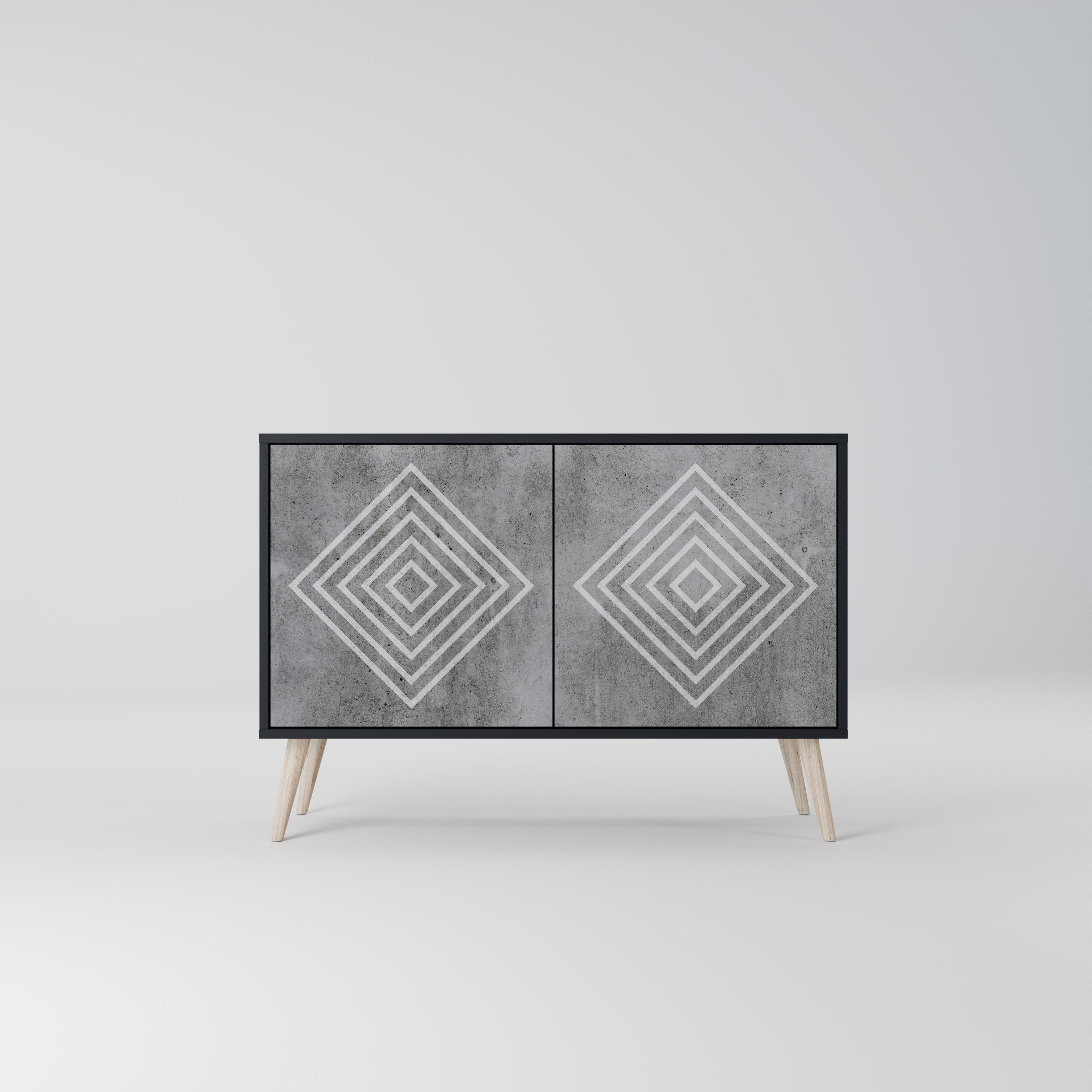 POLYGONAL ARTISTRY 2-Door Sideboard in Black Finish