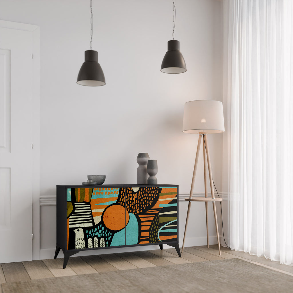 GEODE GLIMMER 2-Door Sideboard in Black Finish