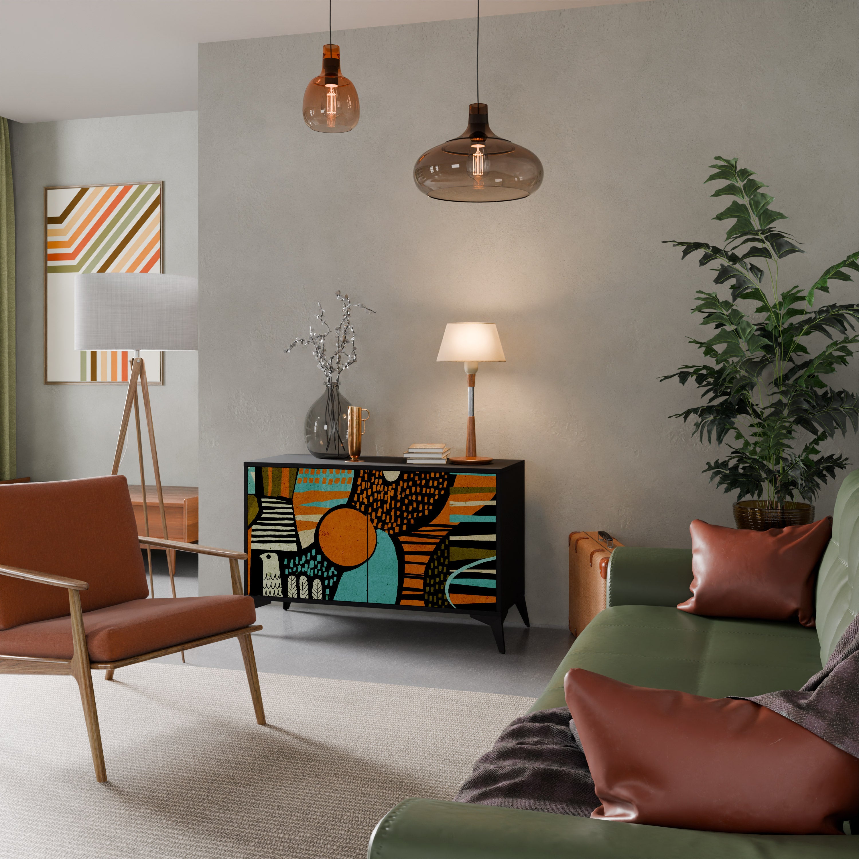 GEODE GLIMMER 2-Door Sideboard in Black Finish