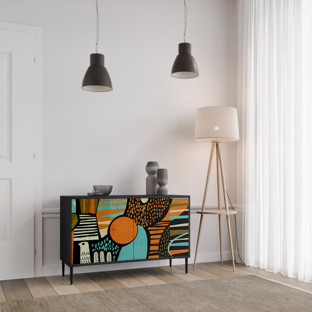 GEODE GLIMMER 2-Door Sideboard in Black Finish