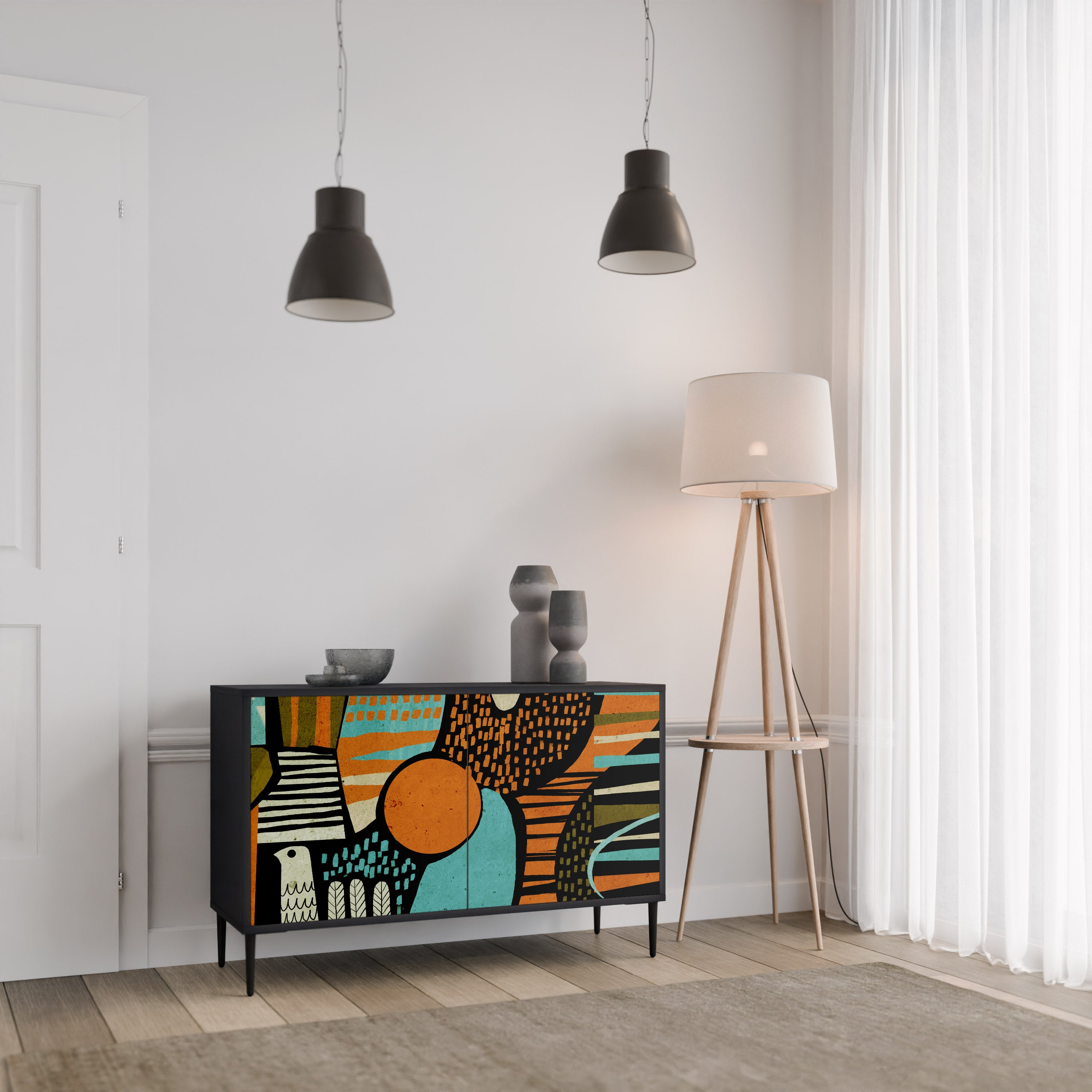GEODE GLIMMER 2-Door Sideboard in Black Finish