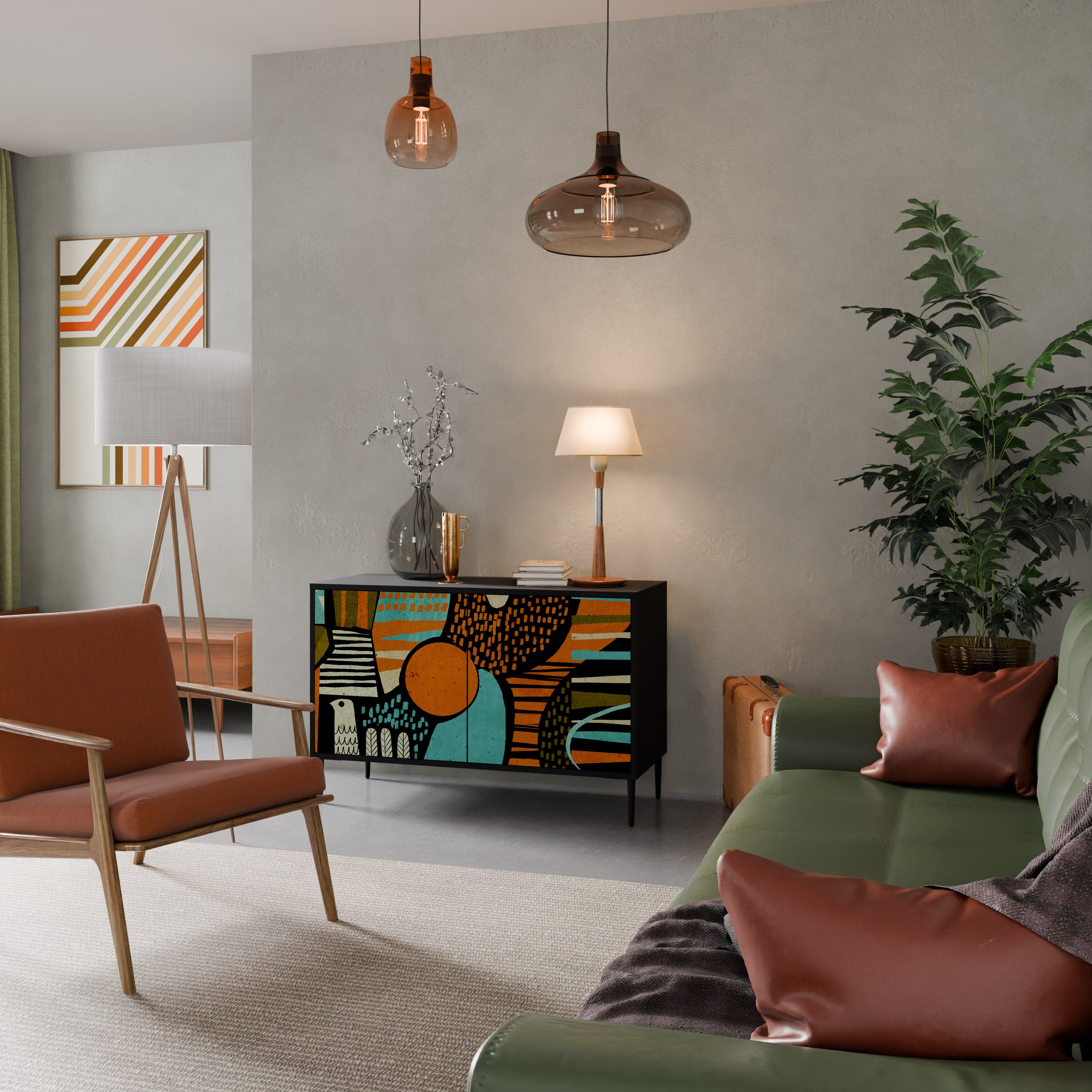 GEODE GLIMMER 2-Door Sideboard in Black Finish