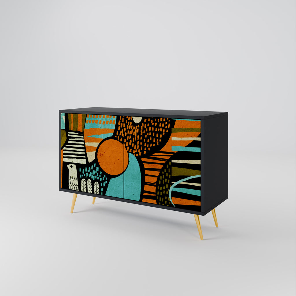 GEODE GLIMMER 2-Door Sideboard in Black Finish