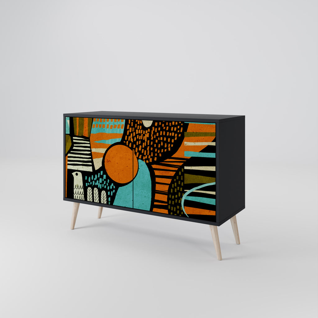 GEODE GLIMMER 2-Door Sideboard in Black Finish