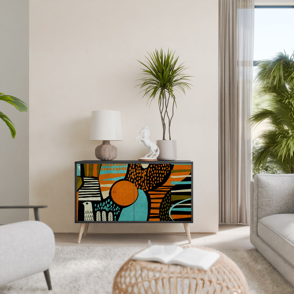 GEODE GLIMMER 2-Door Sideboard in Black Finish