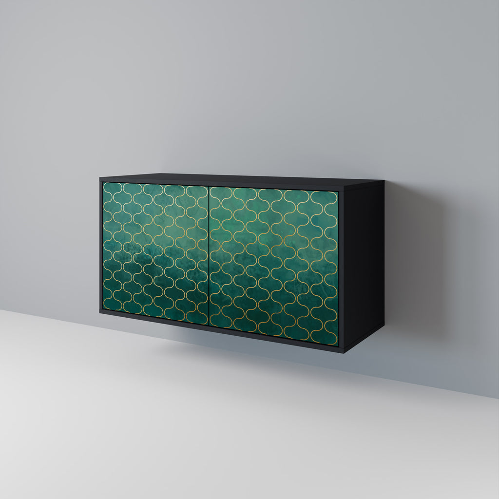 TESSELATED GREENERY 2-Door Sideboard in Black Finish