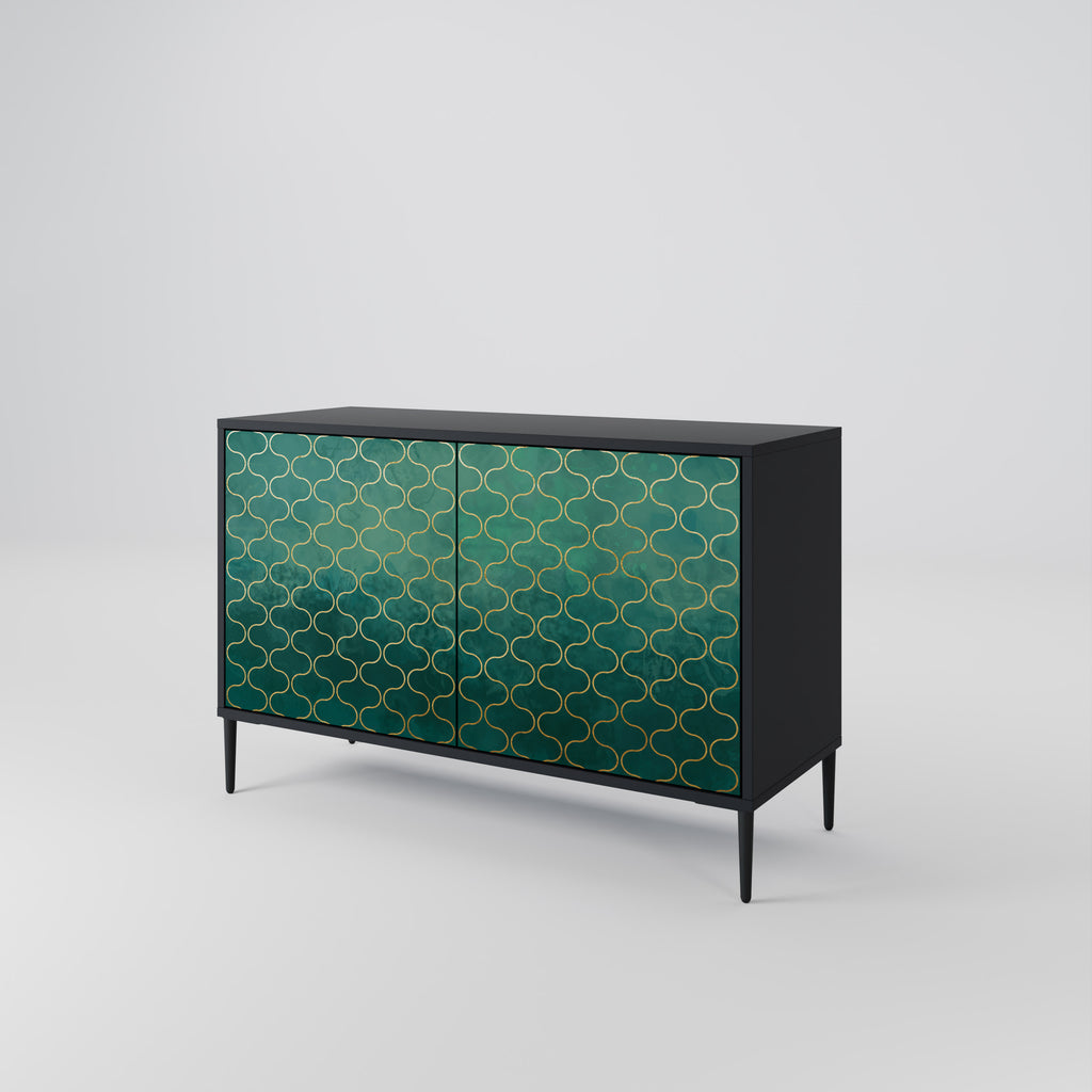 TESSELATED GREENERY 2-Door Sideboard in Black Finish