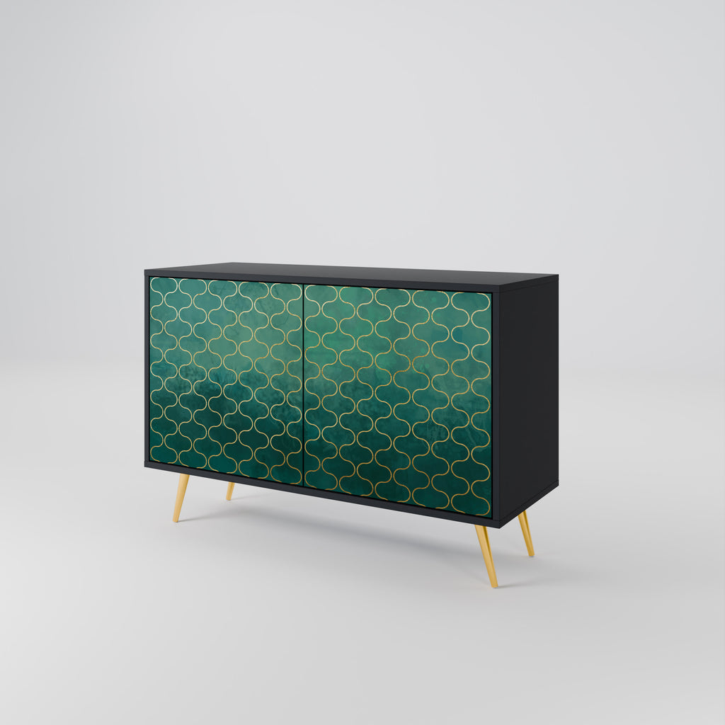 TESSELATED GREENERY 2-Door Sideboard in Black Finish