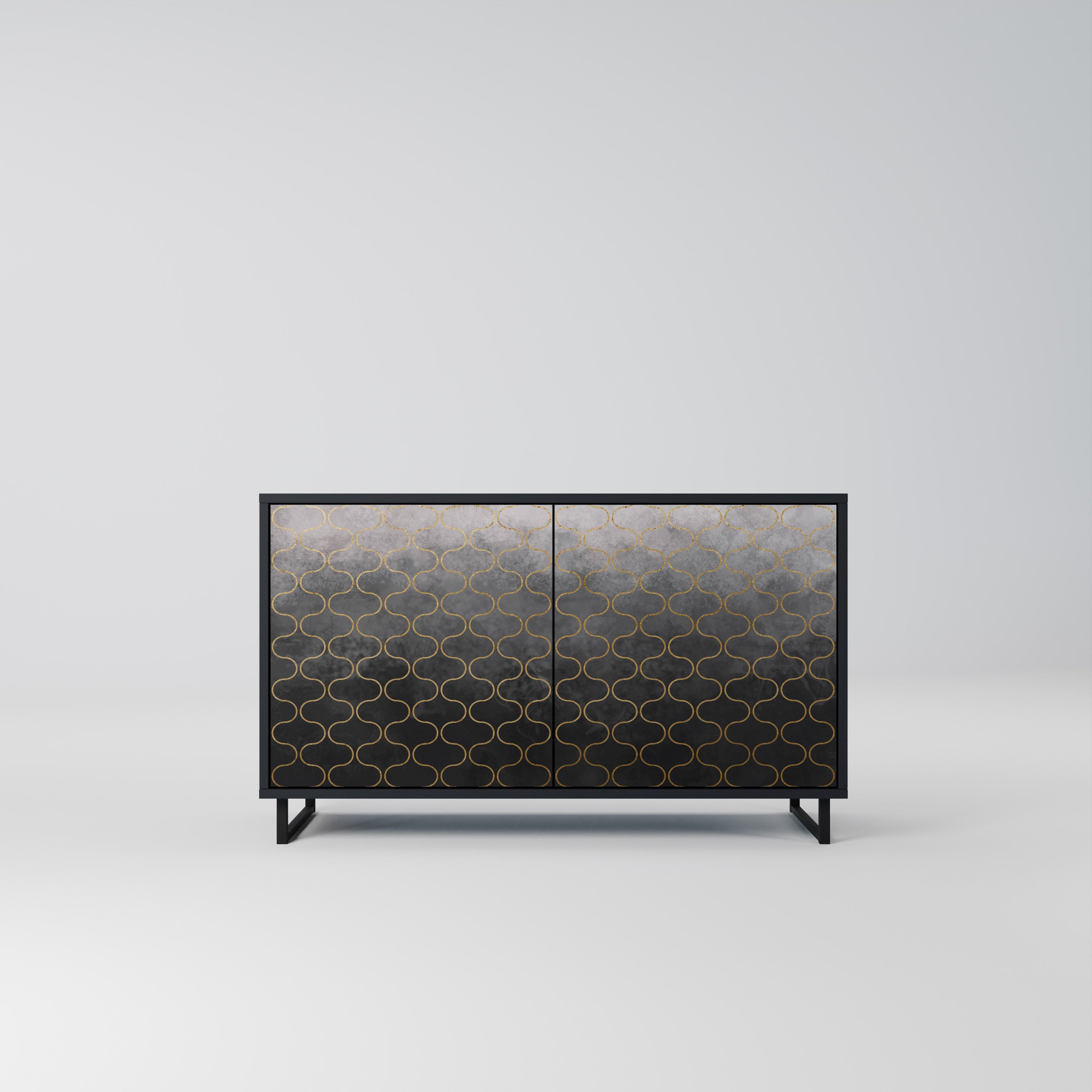 TESSELATED GRAYISH 2-Door Sideboard in Black Finish
