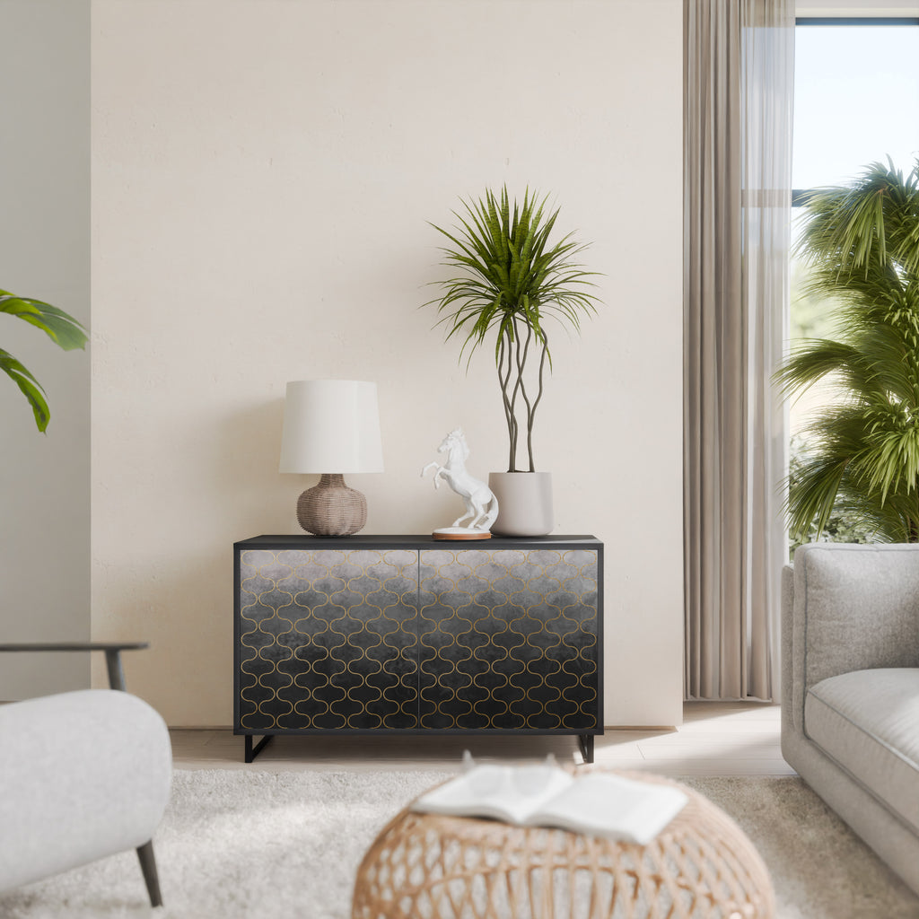 TESSELATED GRAYISH 2-Door Sideboard in Black Finish