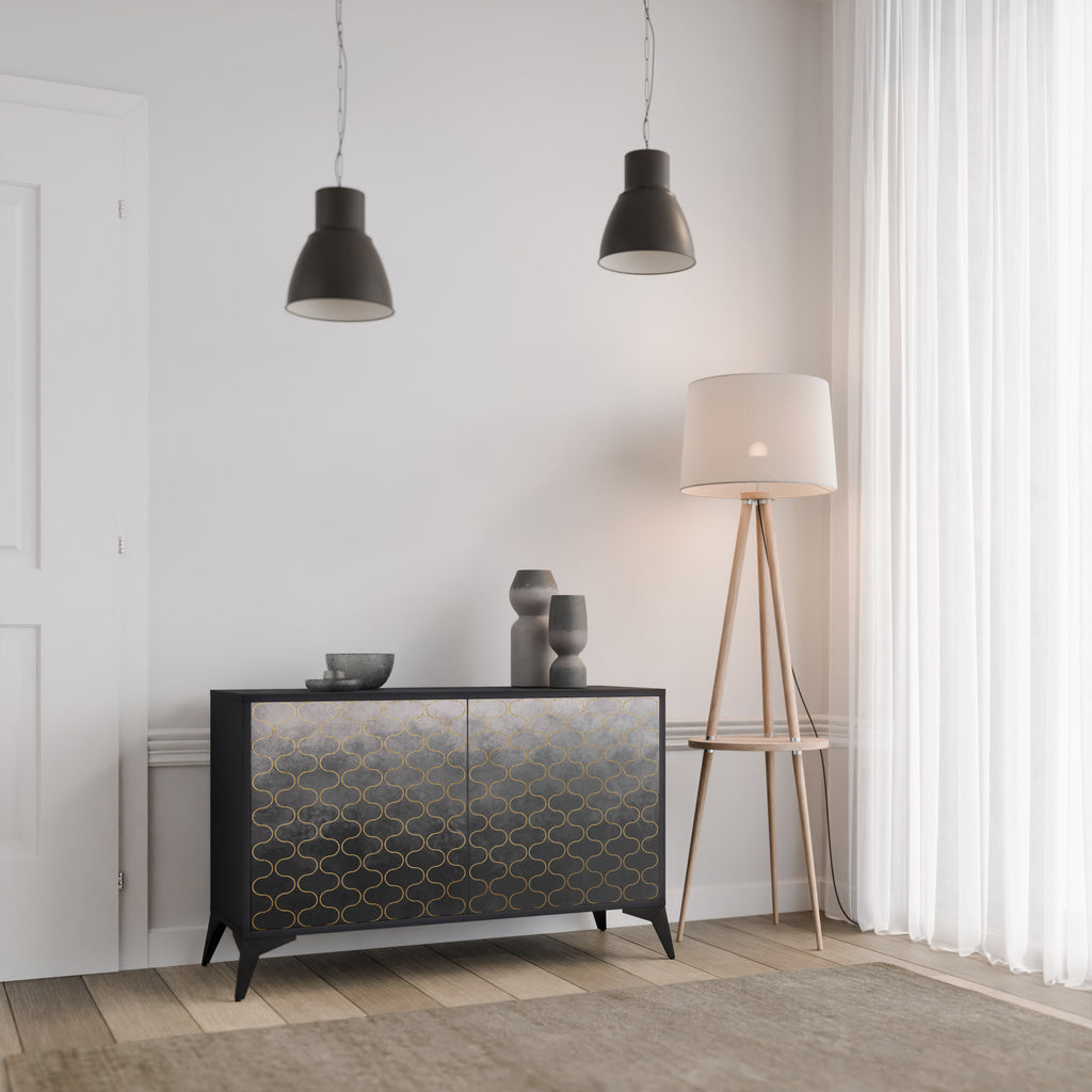TESSELATED GRAYISH 2-Door Sideboard in Black Finish
