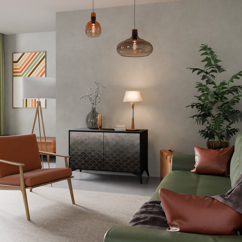 TESSELATED GRAYISH 2-Door Sideboard in Black Finish
