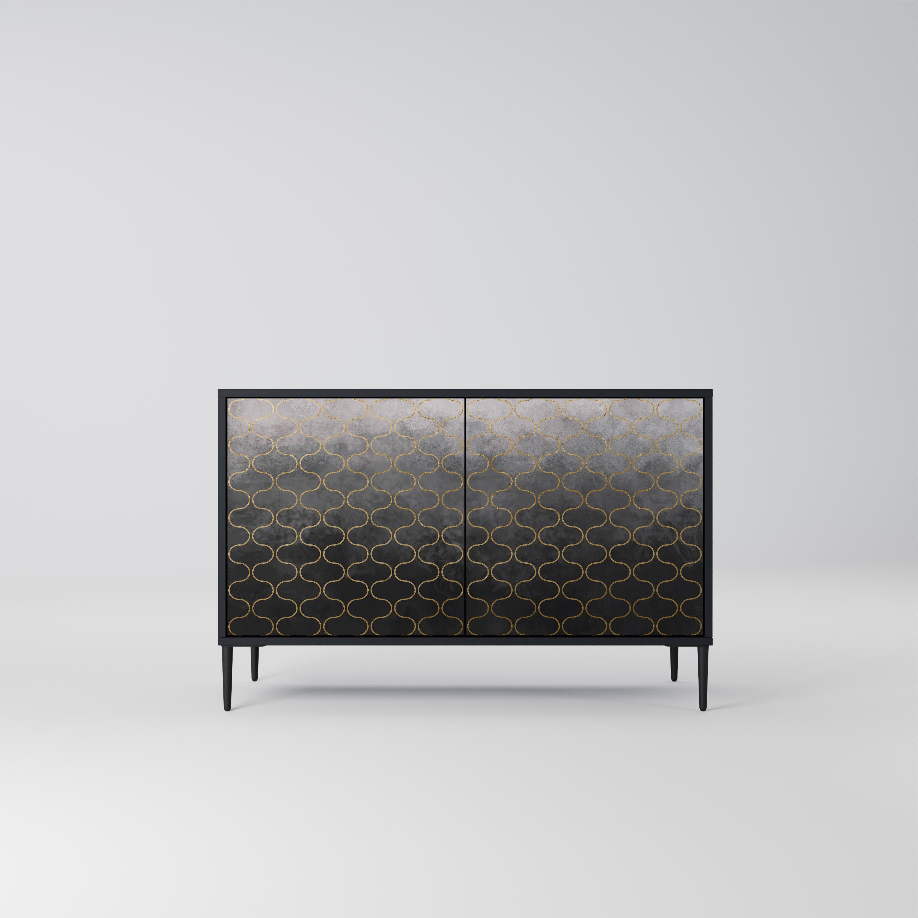 TESSELATED GRAYISH 2-Door Sideboard in Black Finish