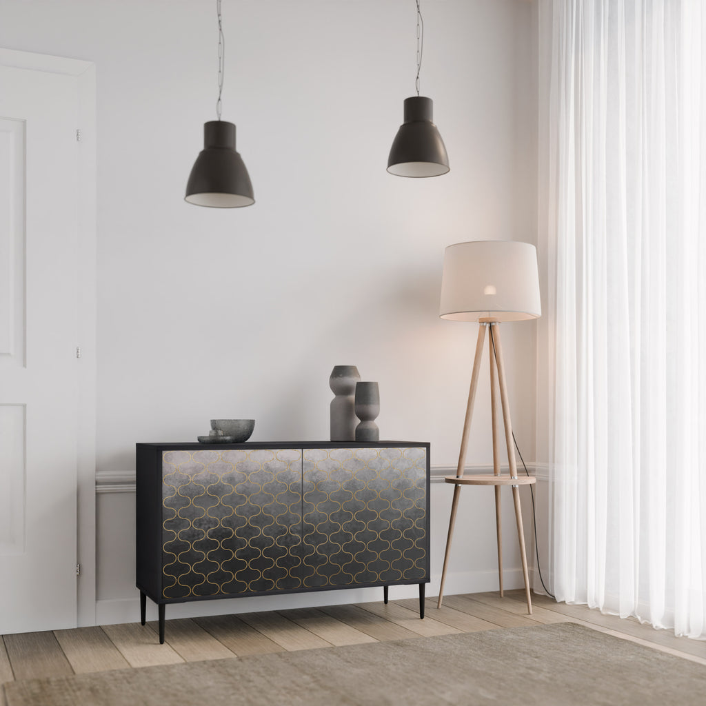TESSELATED GRAYISH 2-Door Sideboard in Black Finish