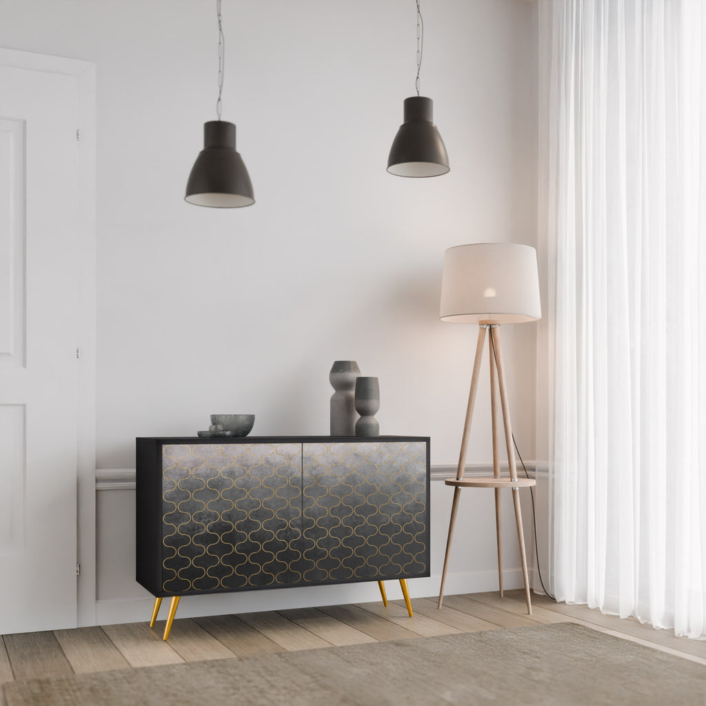 TESSELATED GRAYISH 2-Door Sideboard in Black Finish