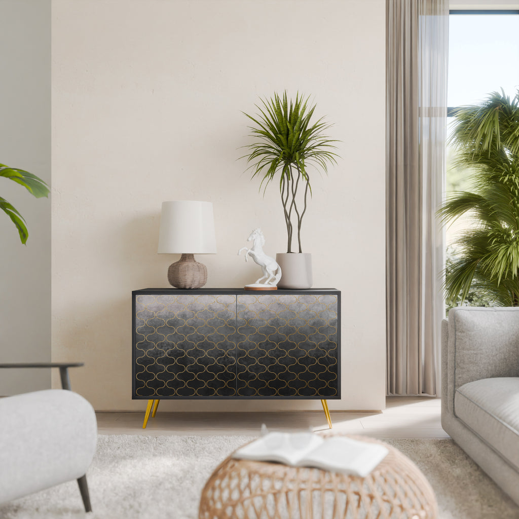 TESSELATED GRAYISH 2-Door Sideboard in Black Finish