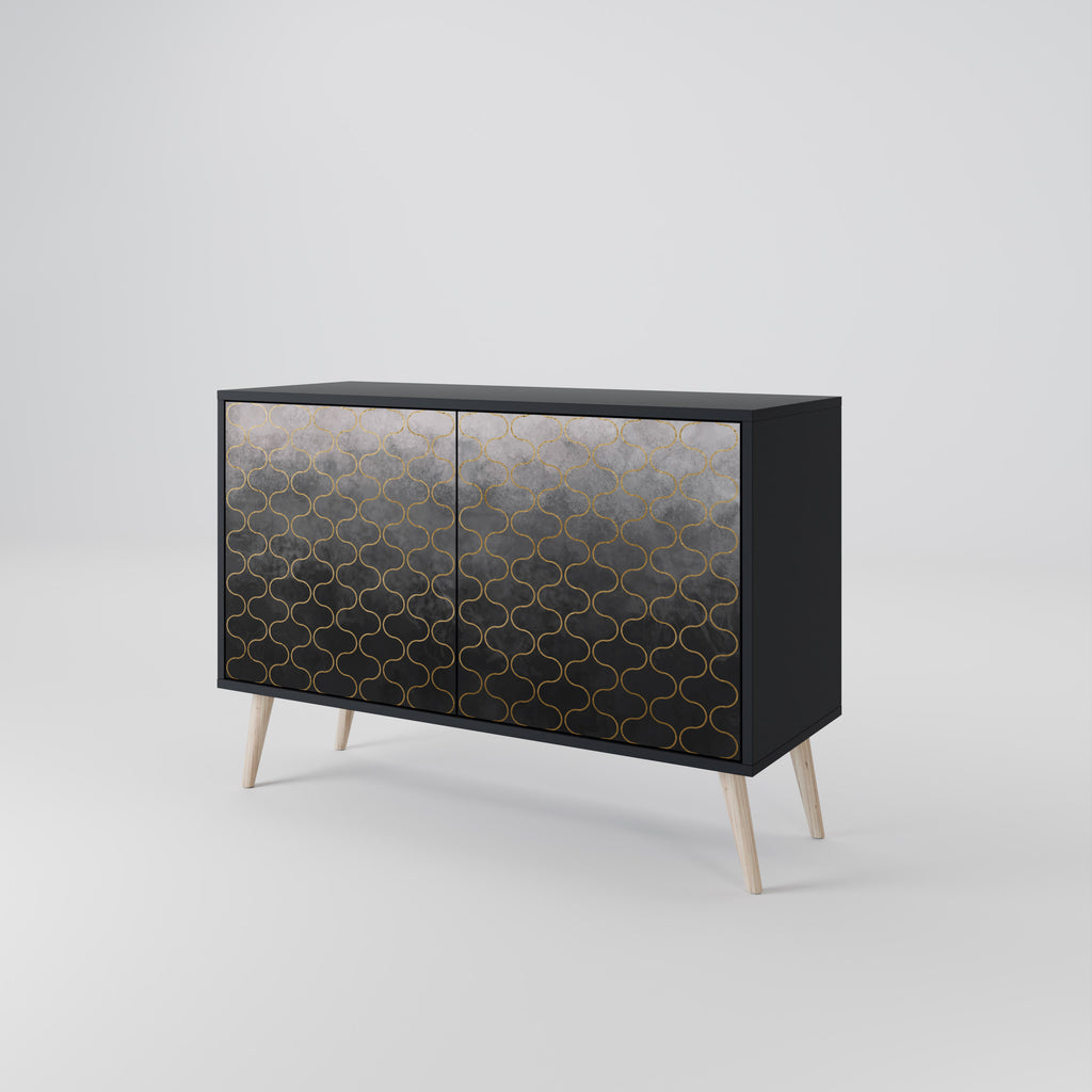 TESSELATED GRAYISH 2-Door Sideboard in Black Finish