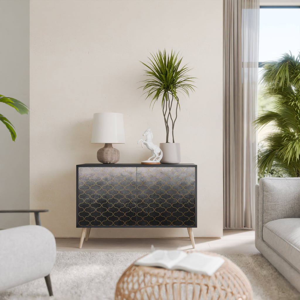 TESSELATED GRAYISH 2-Door Sideboard in Black Finish