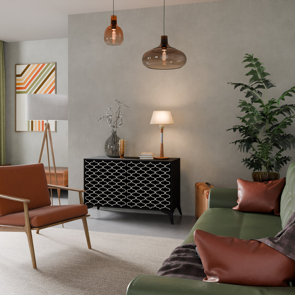 TESSELATED BLACKNESS 2-Door Sideboard in Black Finish