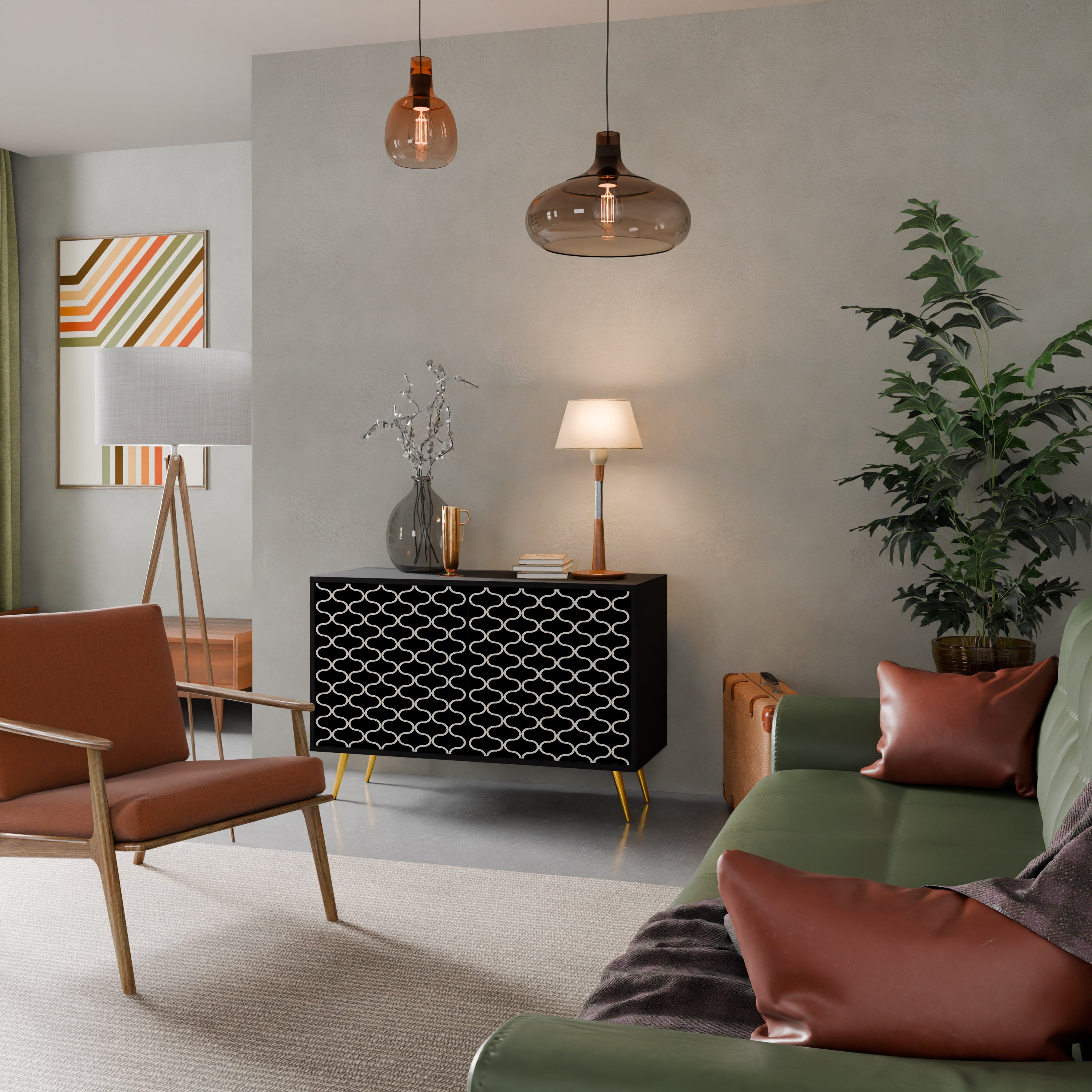 TESSELATED BLACKNESS 2-Door Sideboard in Black Finish