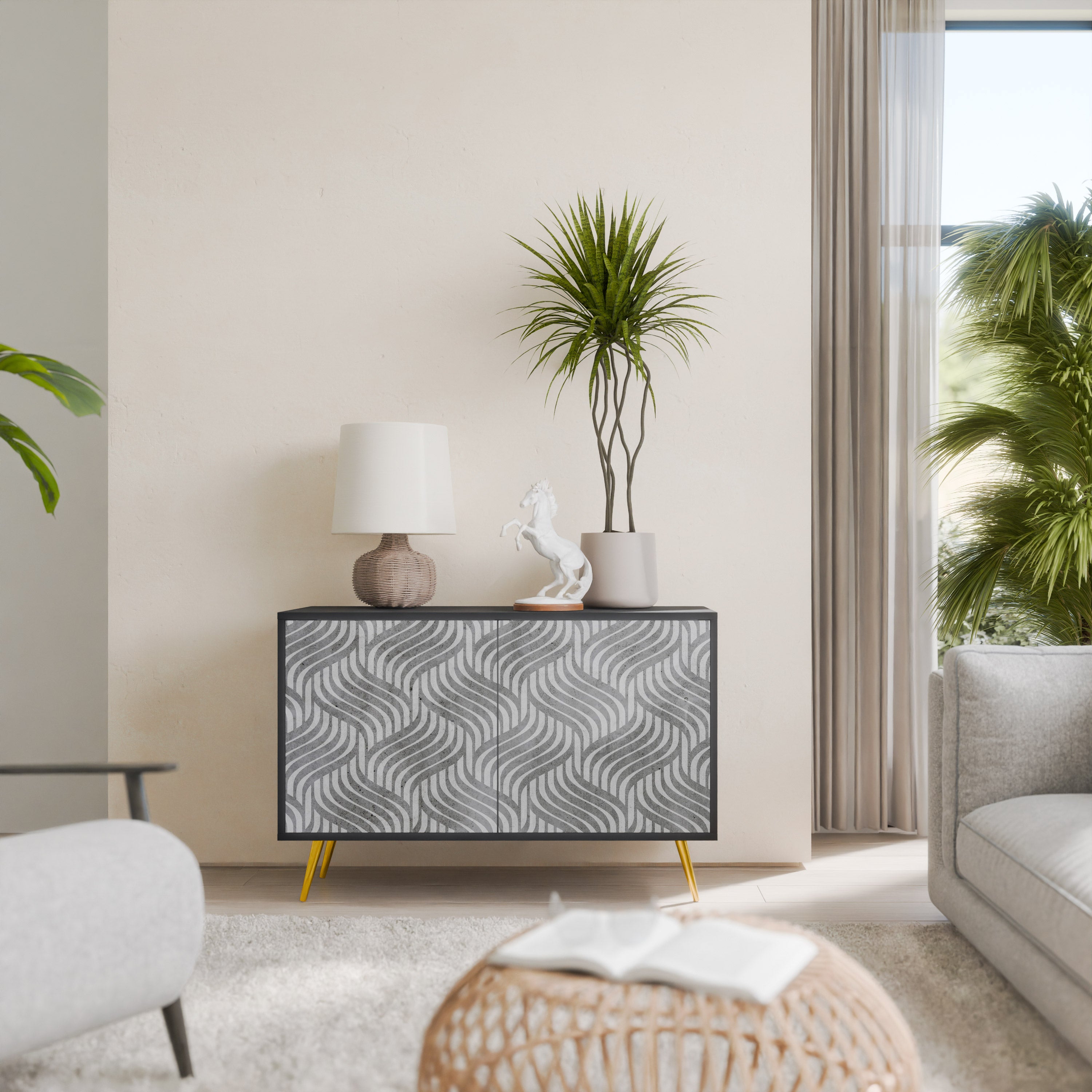 CONCRETE MOVEMENT 2-Door Sideboard in Black Finish