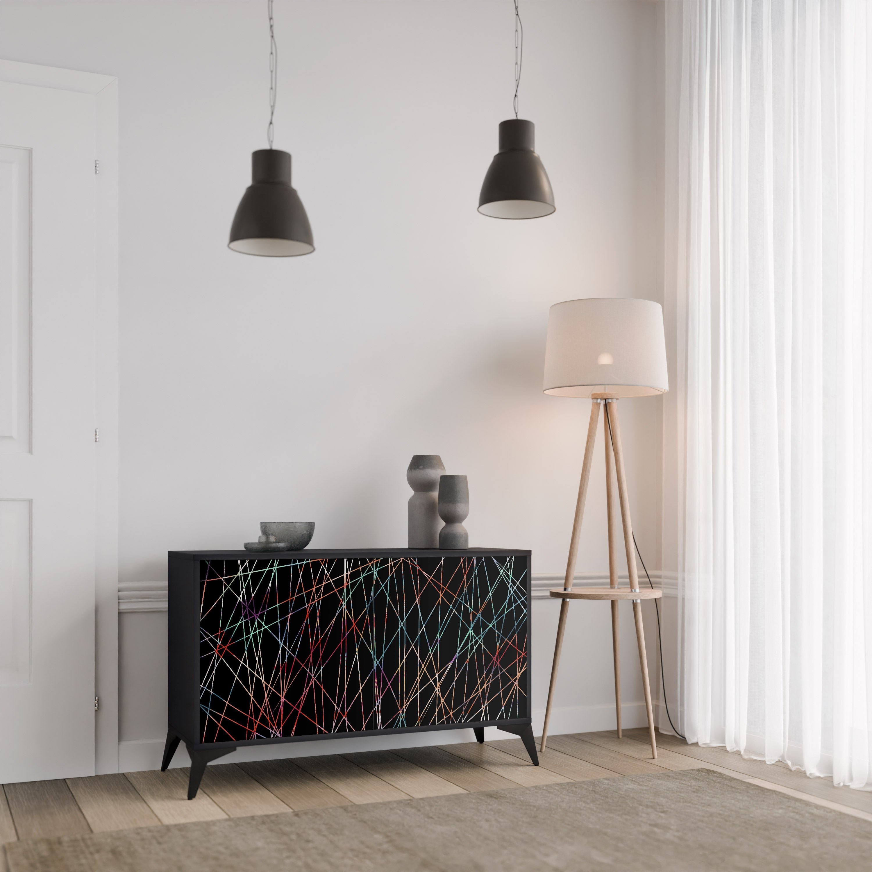 LUMINOUS SNARE 2-Door Sideboard in Black Finish