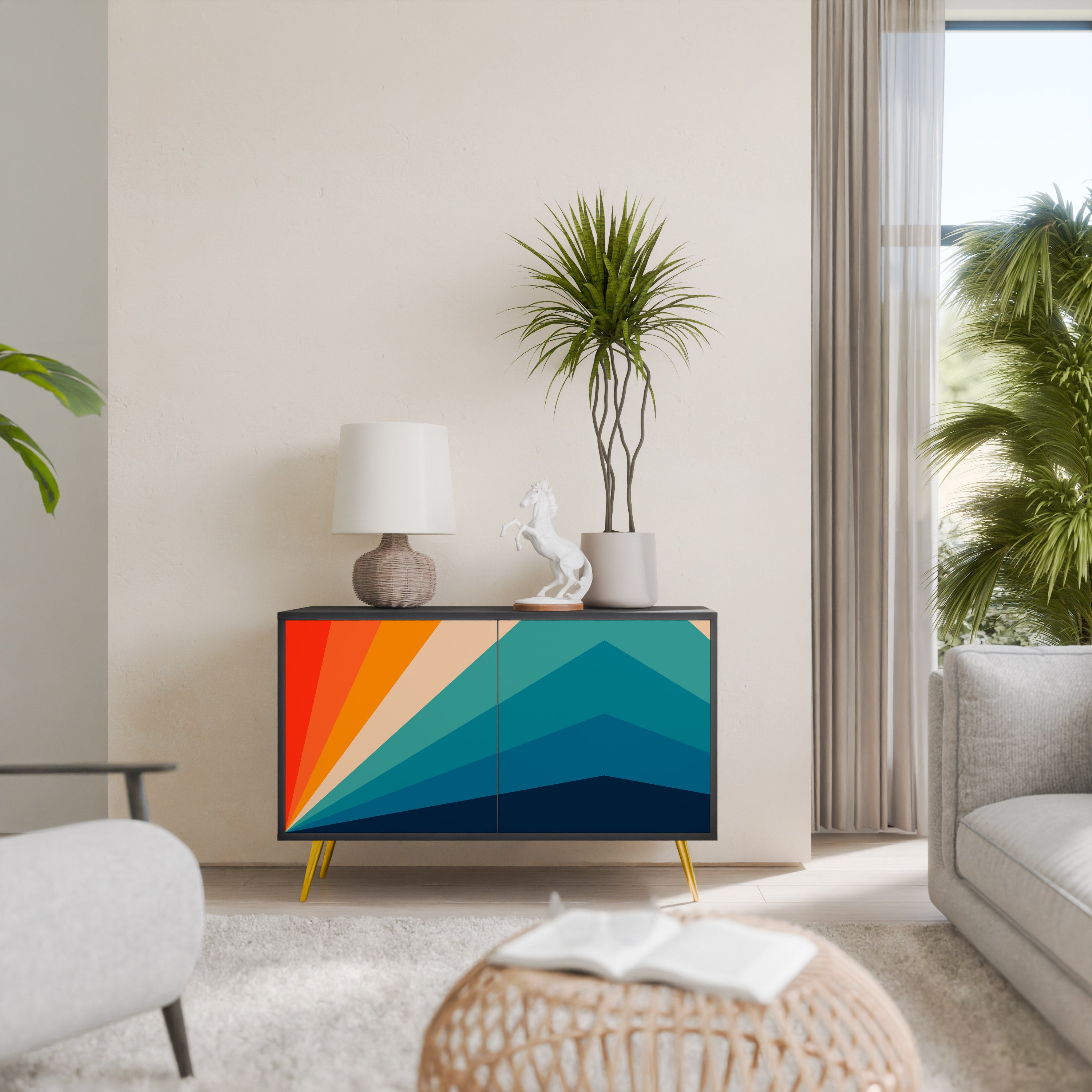 PRISM CONCUSSION 2-Door Sideboard in Black Finish