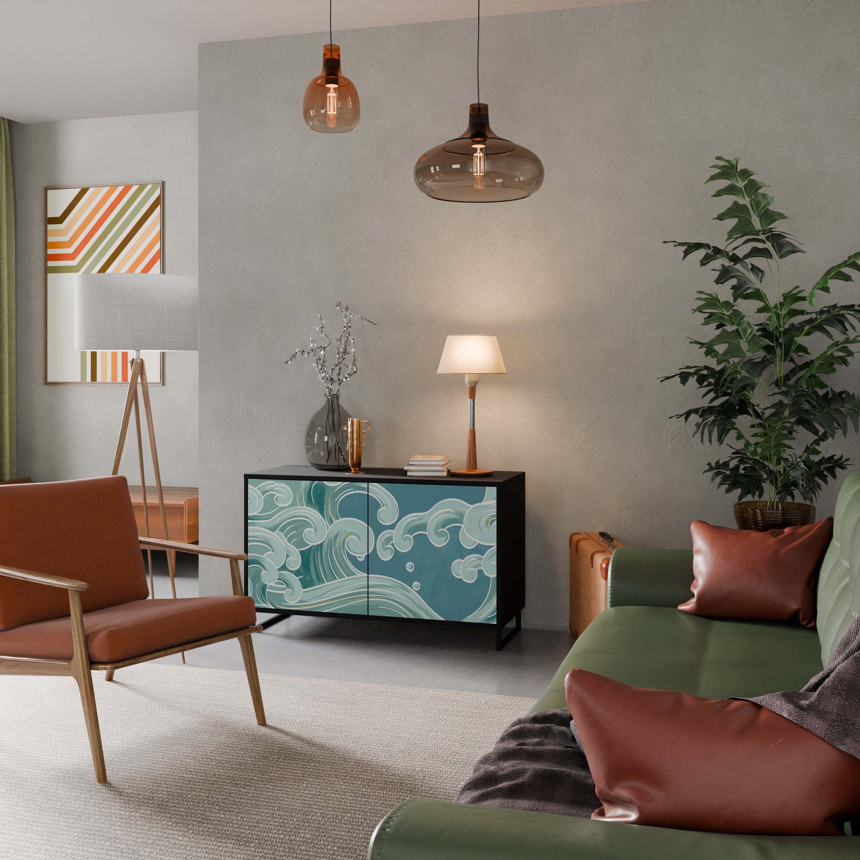 ASIAN SWAY 2-Door Sideboard in Black Finish