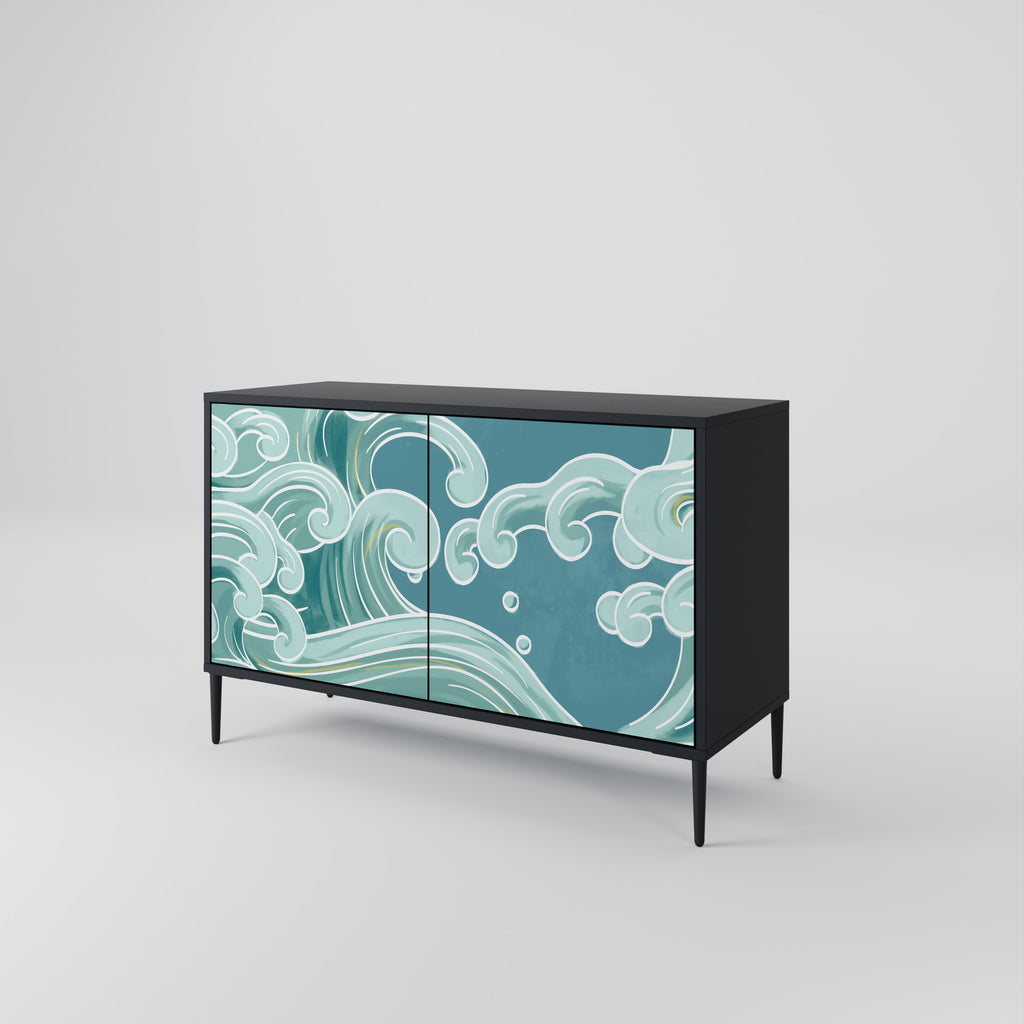 ASIAN SWAY 2-Door Sideboard in Black Finish